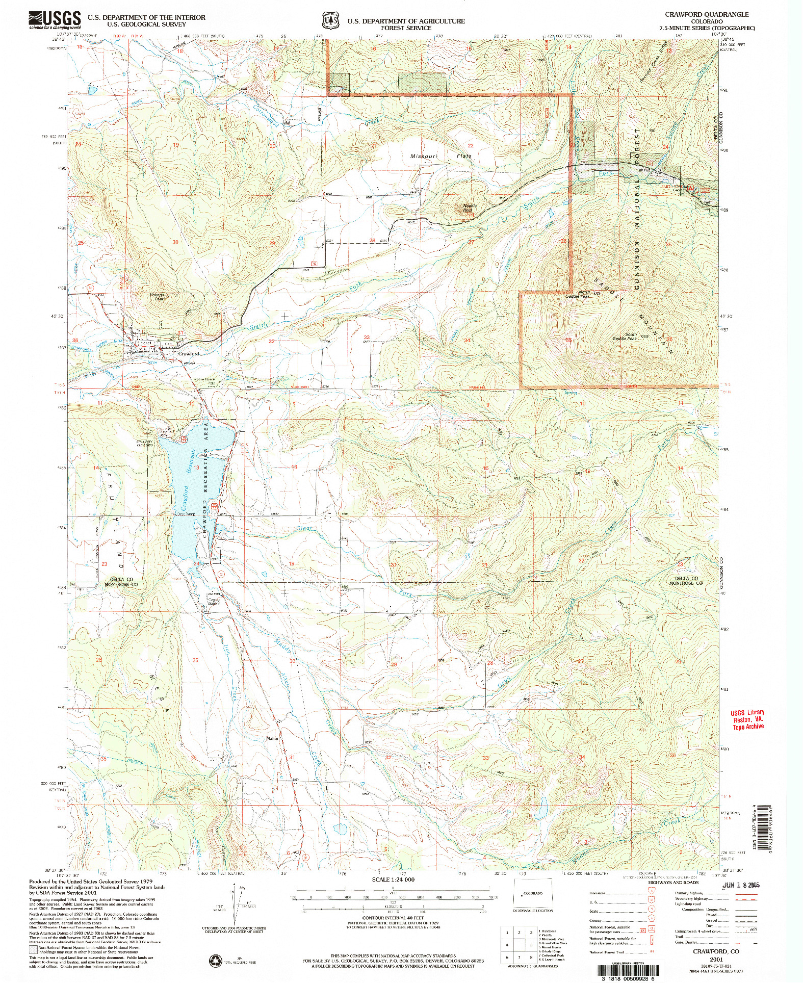 USGS 1:24000-SCALE QUADRANGLE FOR CRAWFORD, CO 2001