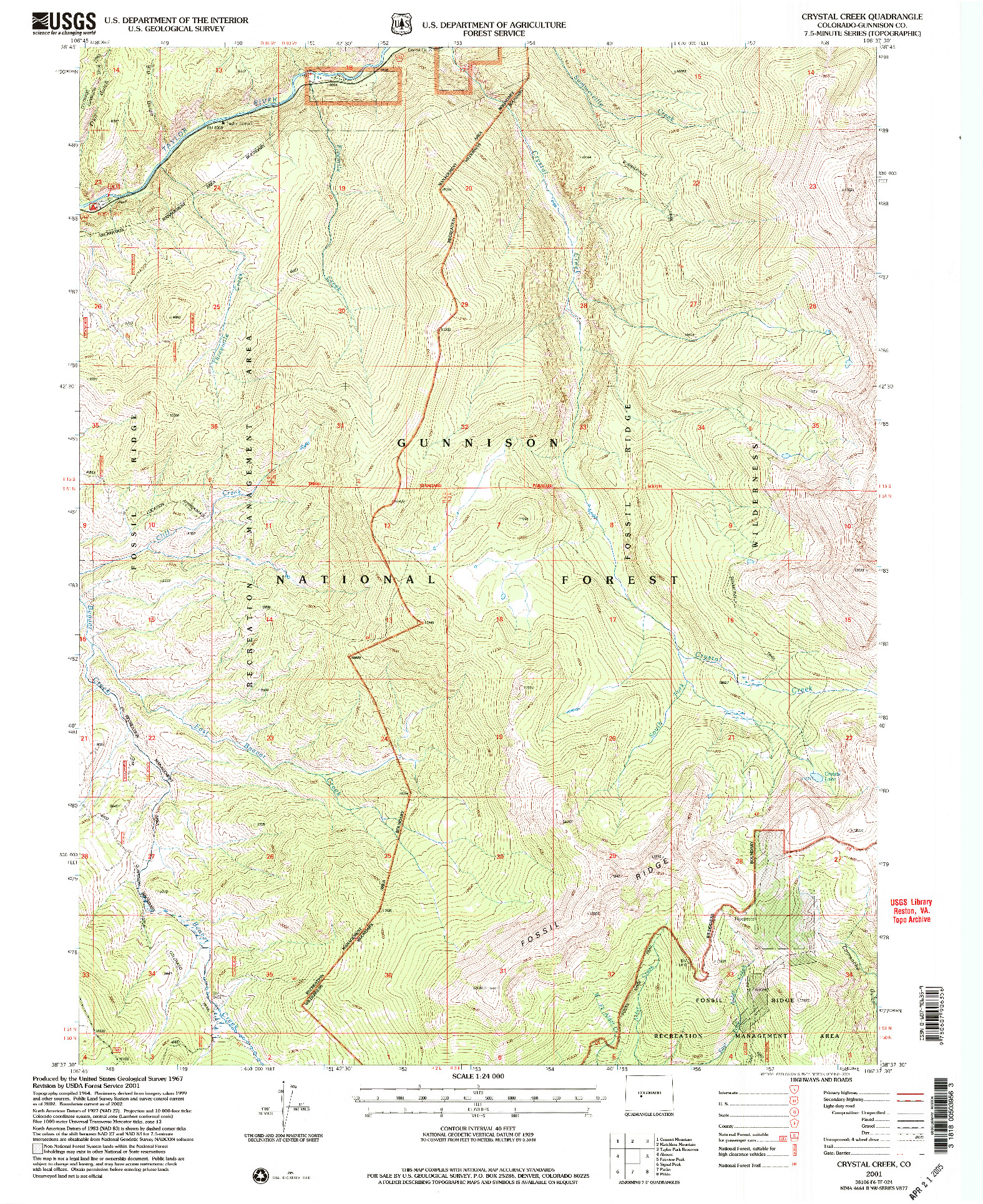 USGS 1:24000-SCALE QUADRANGLE FOR CRYSTAL CREEK, CO 2001