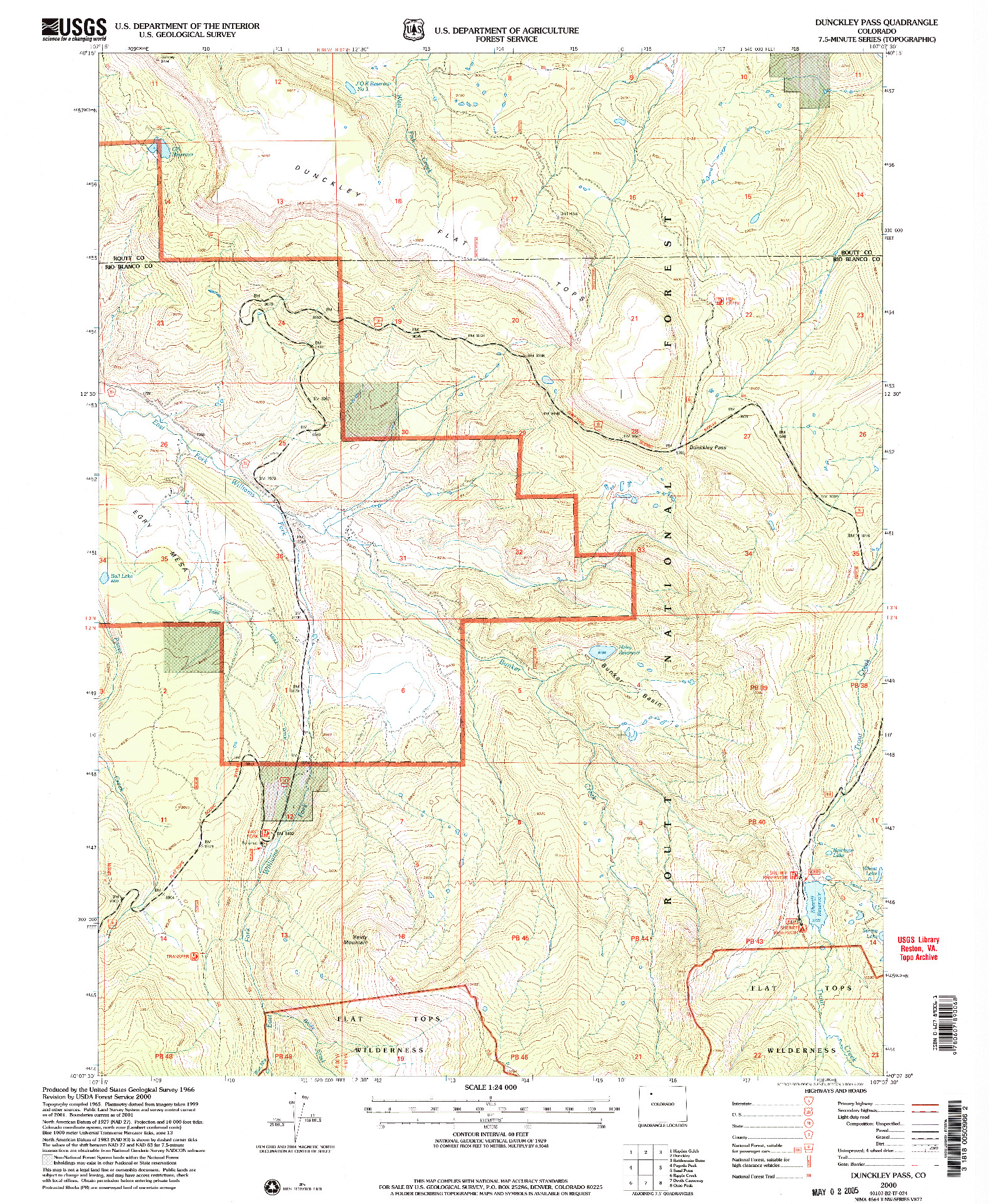 USGS 1:24000-SCALE QUADRANGLE FOR DUNCKLEY PASS, CO 2000