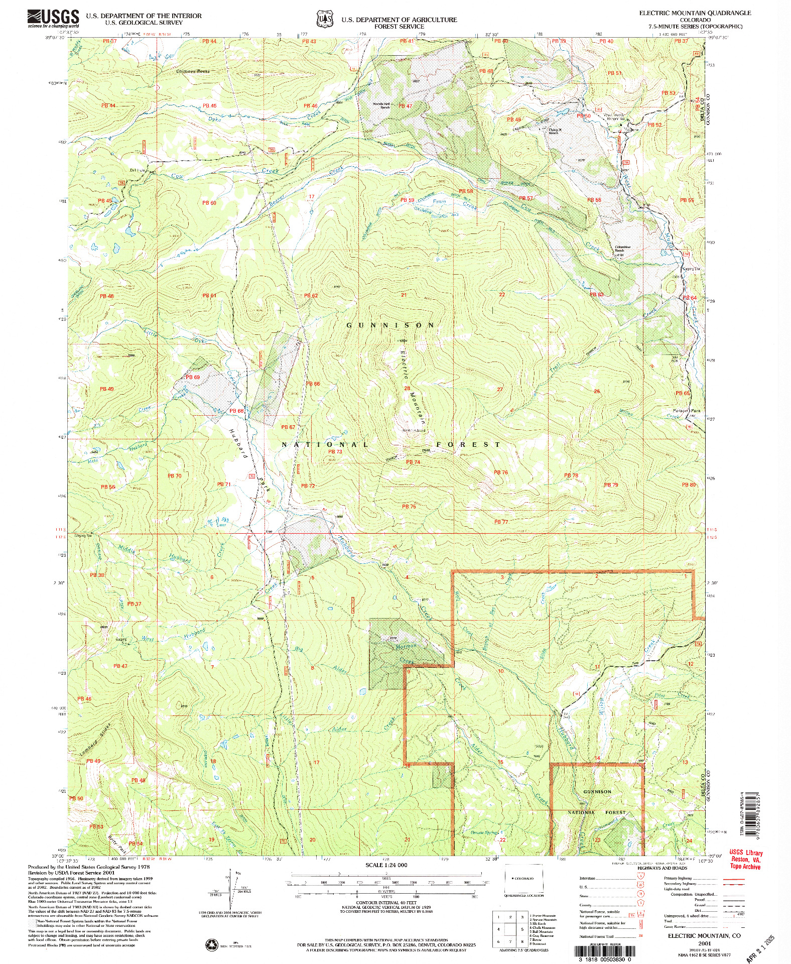 USGS 1:24000-SCALE QUADRANGLE FOR ELECTRIC MOUNTAIN, CO 2001