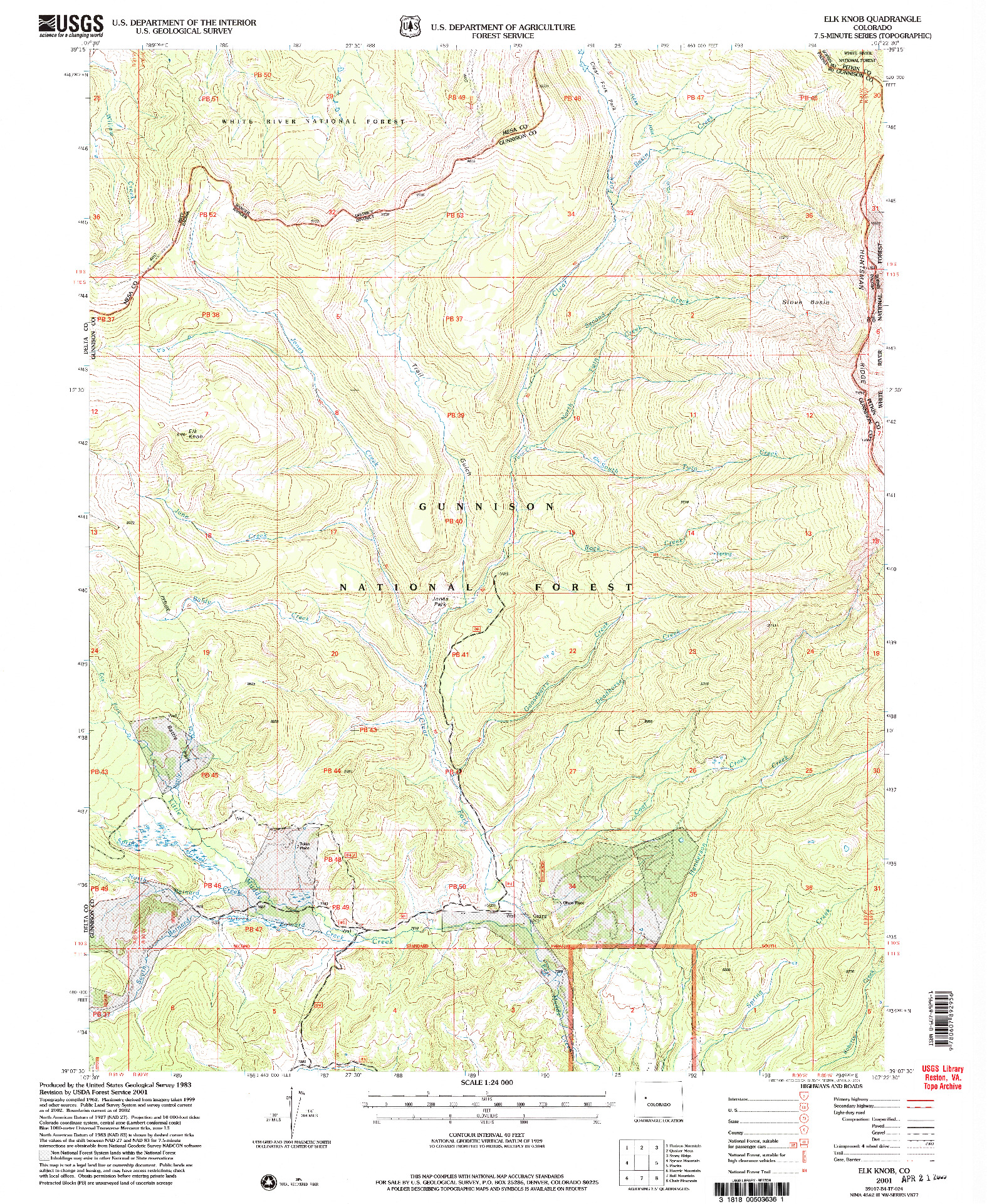 USGS 1:24000-SCALE QUADRANGLE FOR ELK KNOB, CO 2001