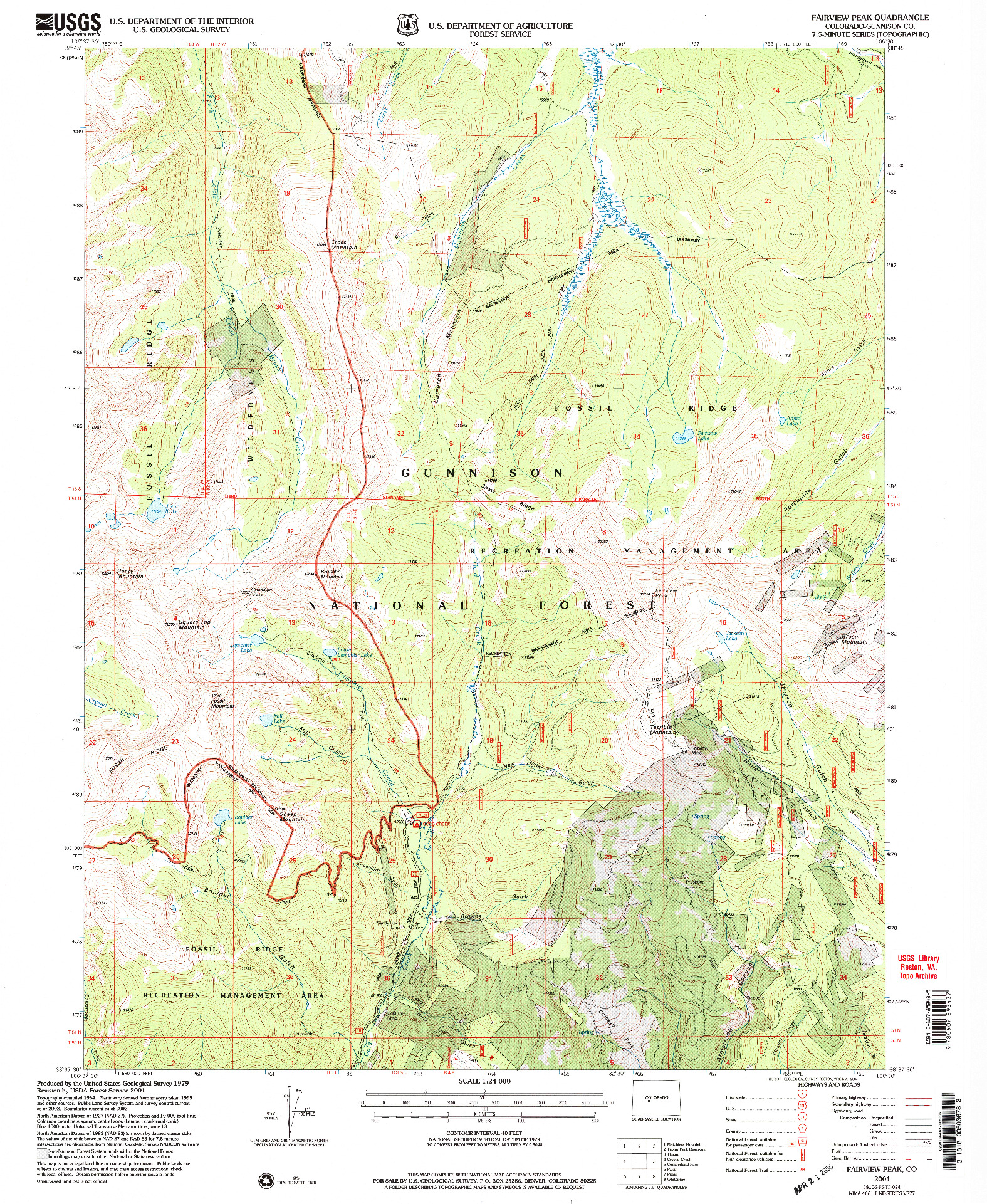 USGS 1:24000-SCALE QUADRANGLE FOR FAIRVIEW PEAK, CO 2001
