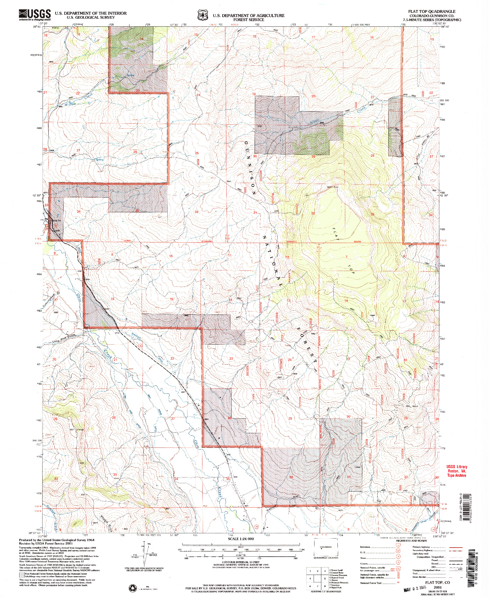 USGS 1:24000-SCALE QUADRANGLE FOR FLAT TOP, CO 2001