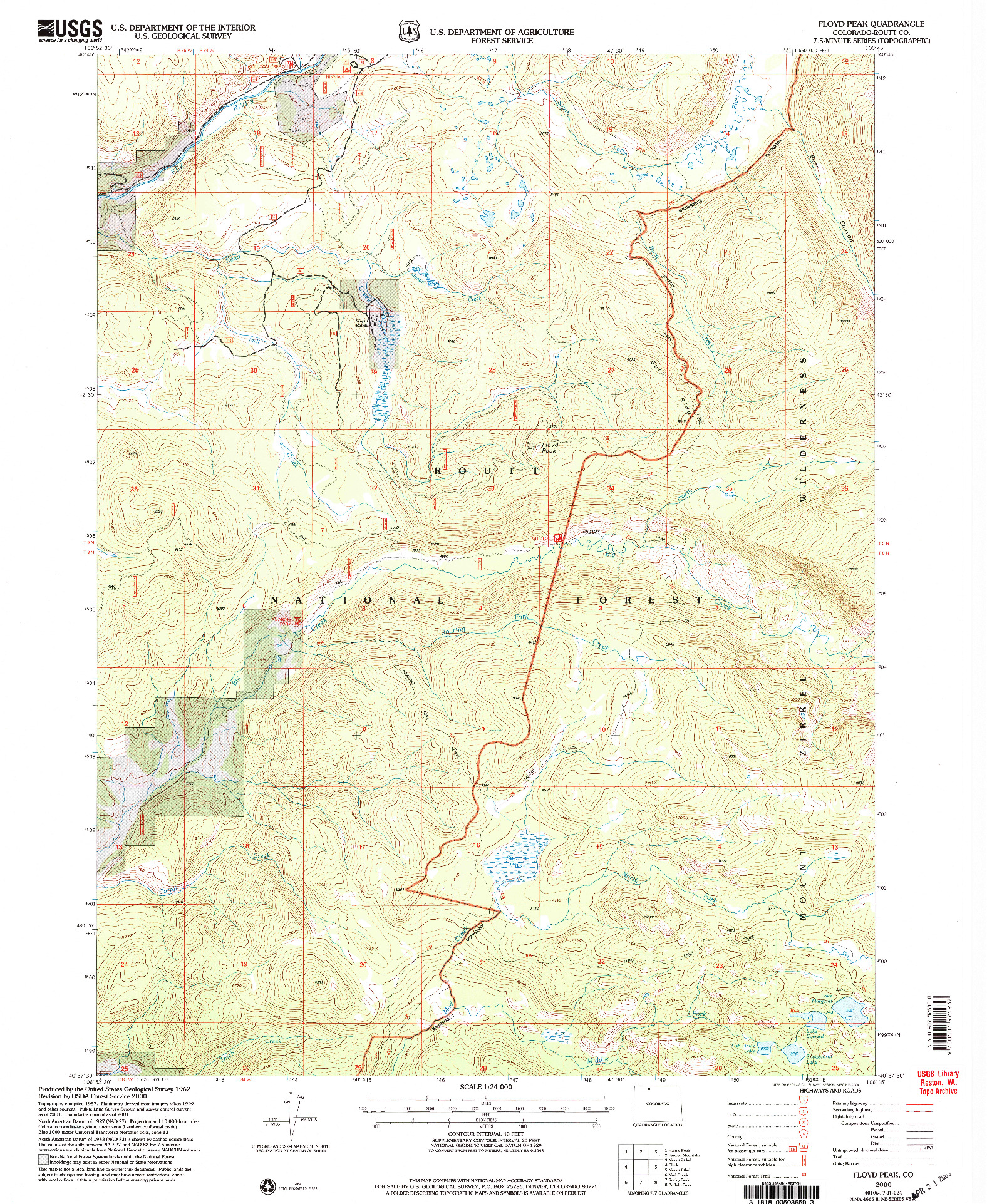 USGS 1:24000-SCALE QUADRANGLE FOR FLOYD PEAK, CO 2000