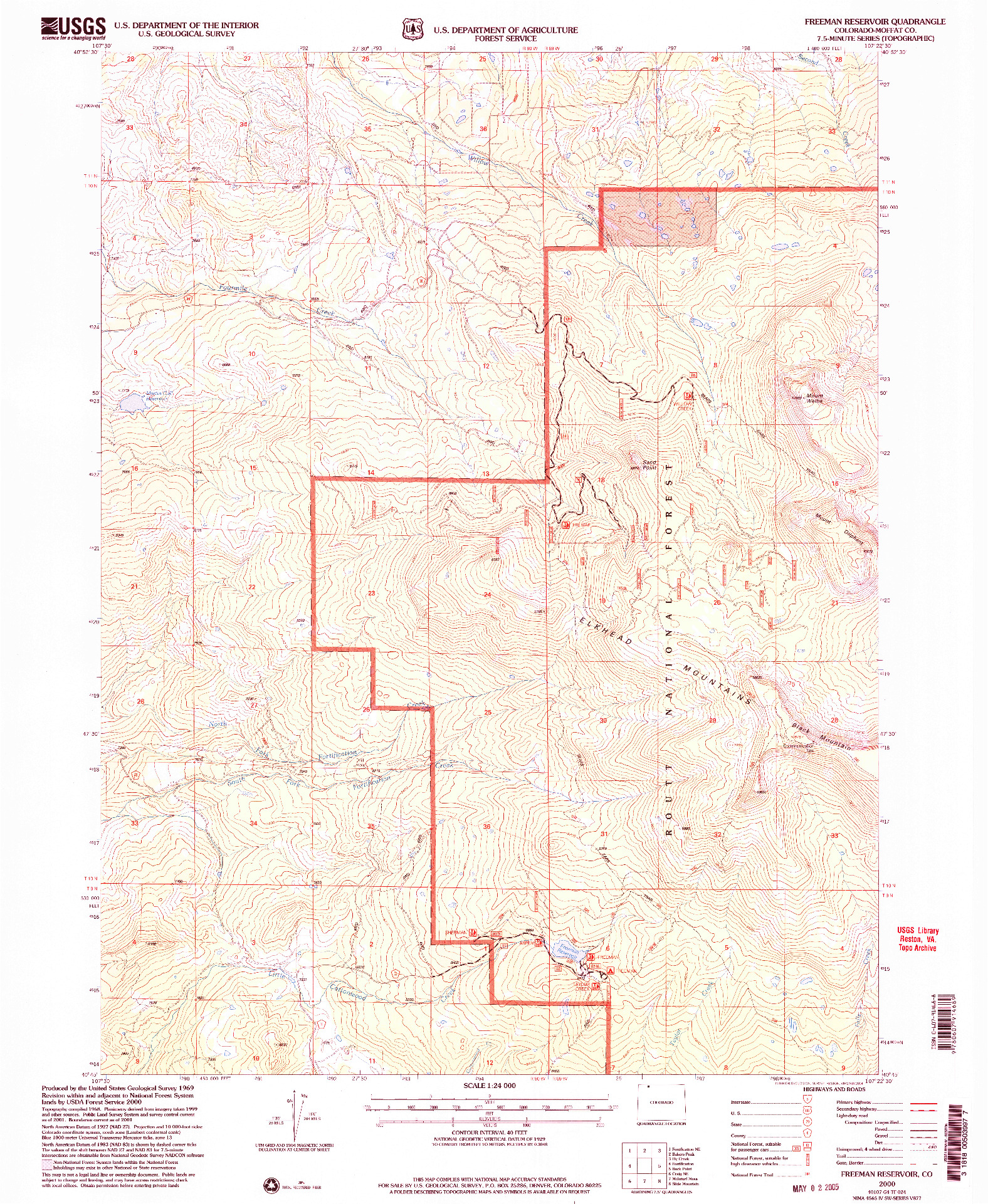 USGS 1:24000-SCALE QUADRANGLE FOR FREEMAN RESERVOIR, CO 2000