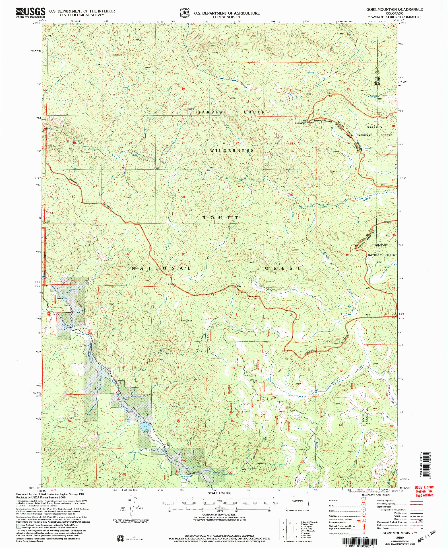 USGS 1:24000-SCALE QUADRANGLE FOR GORE MOUNTAIN, CO 2000