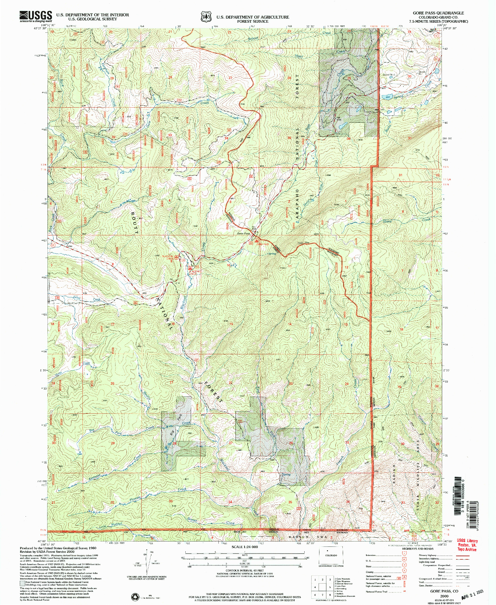 USGS 1:24000-SCALE QUADRANGLE FOR GORE PASS, CO 2000