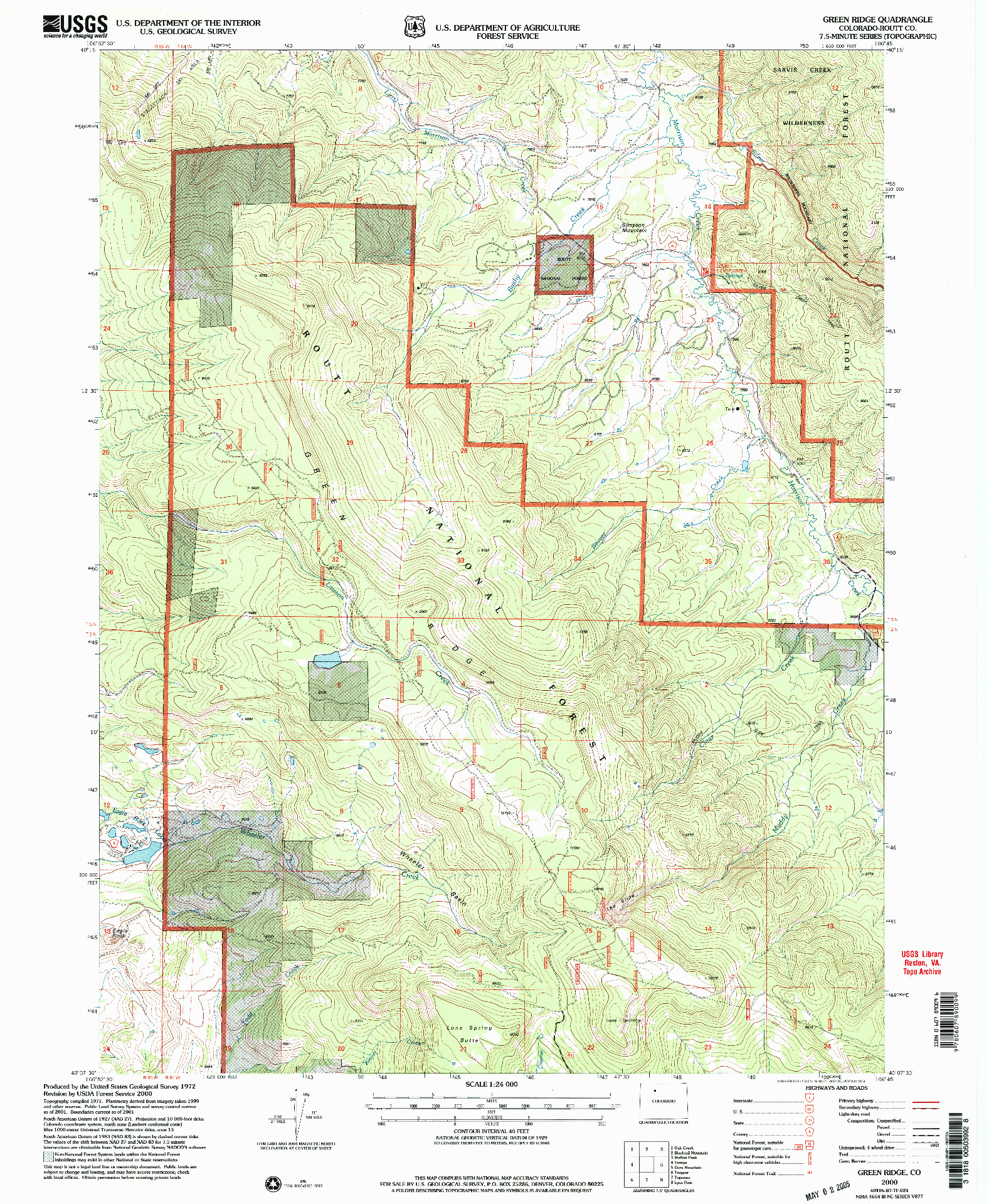 USGS 1:24000-SCALE QUADRANGLE FOR GREEN RIDGE, CO 2000