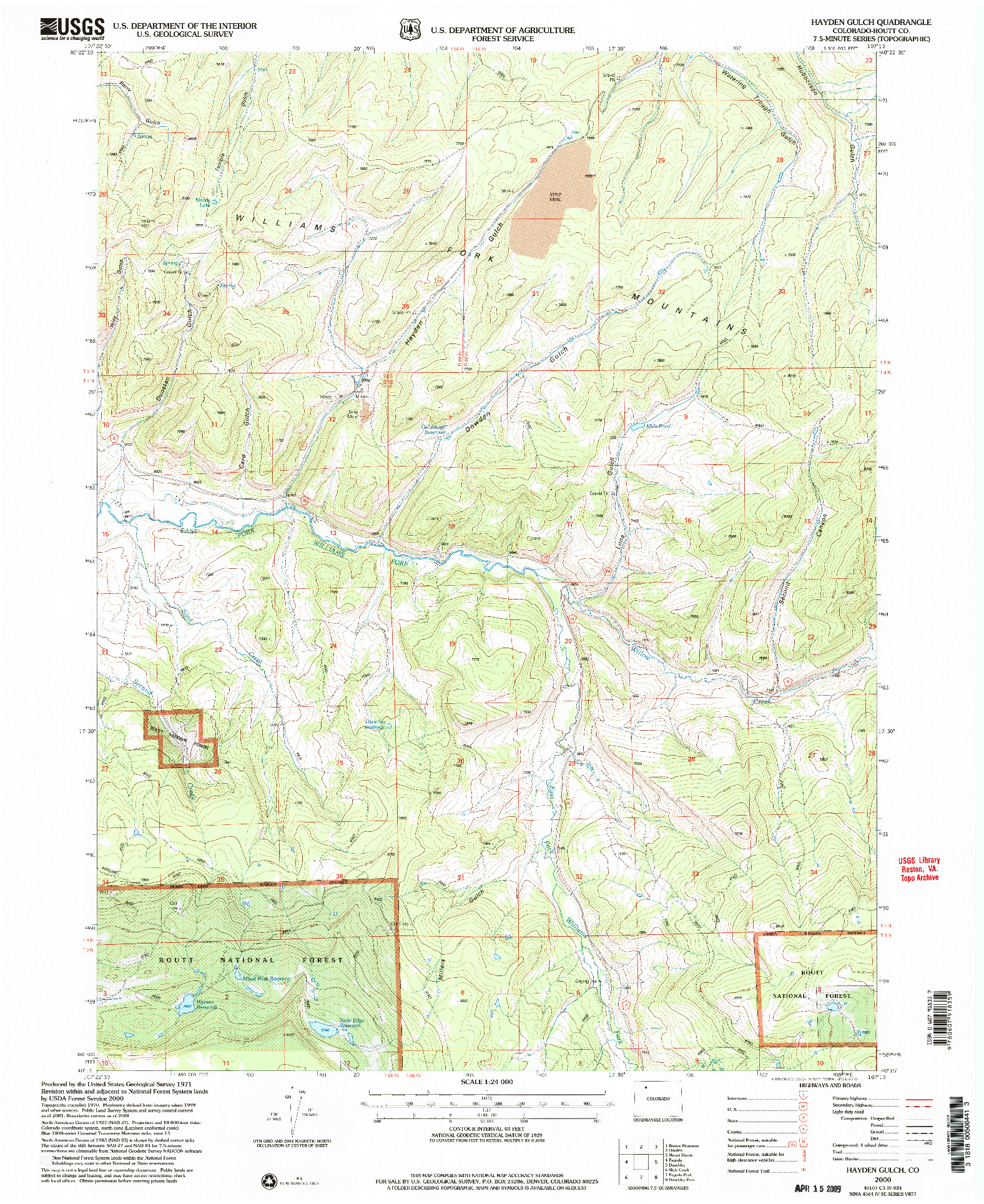 USGS 1:24000-SCALE QUADRANGLE FOR HAYDEN GULCH, CO 2000