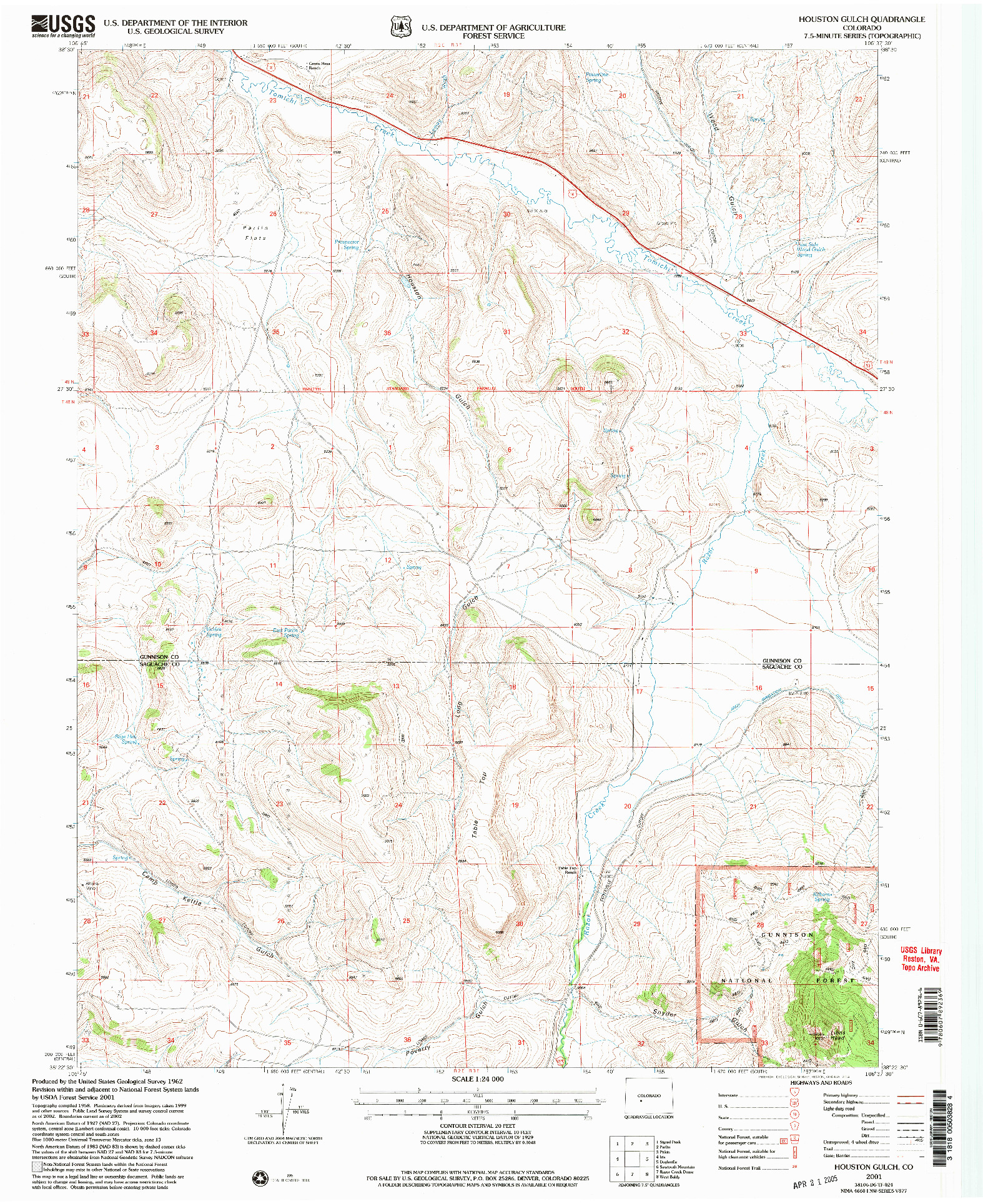 USGS 1:24000-SCALE QUADRANGLE FOR HOUSTON GULCH, CO 2001