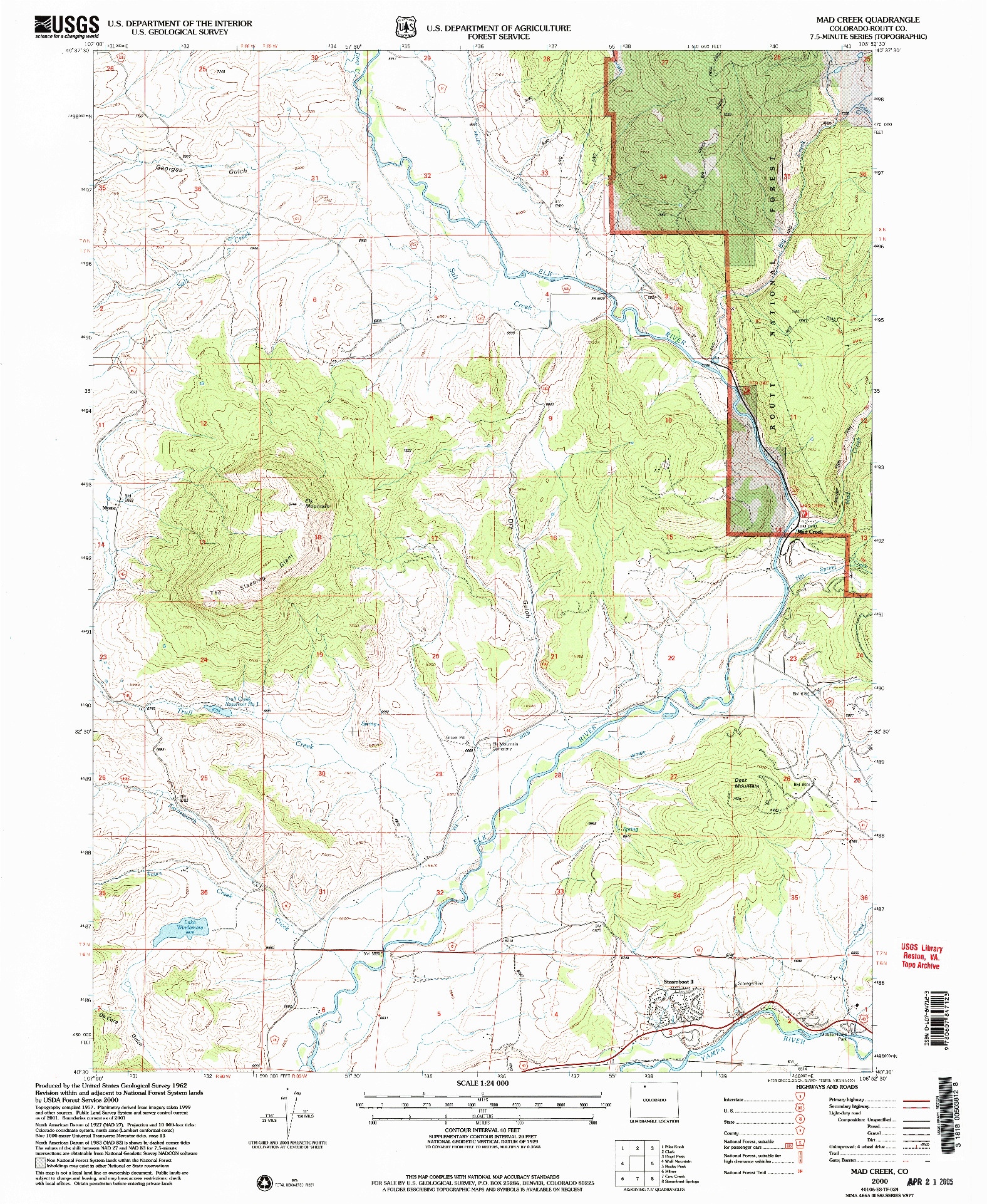 USGS 1:24000-SCALE QUADRANGLE FOR MAD CREEK, CO 2000