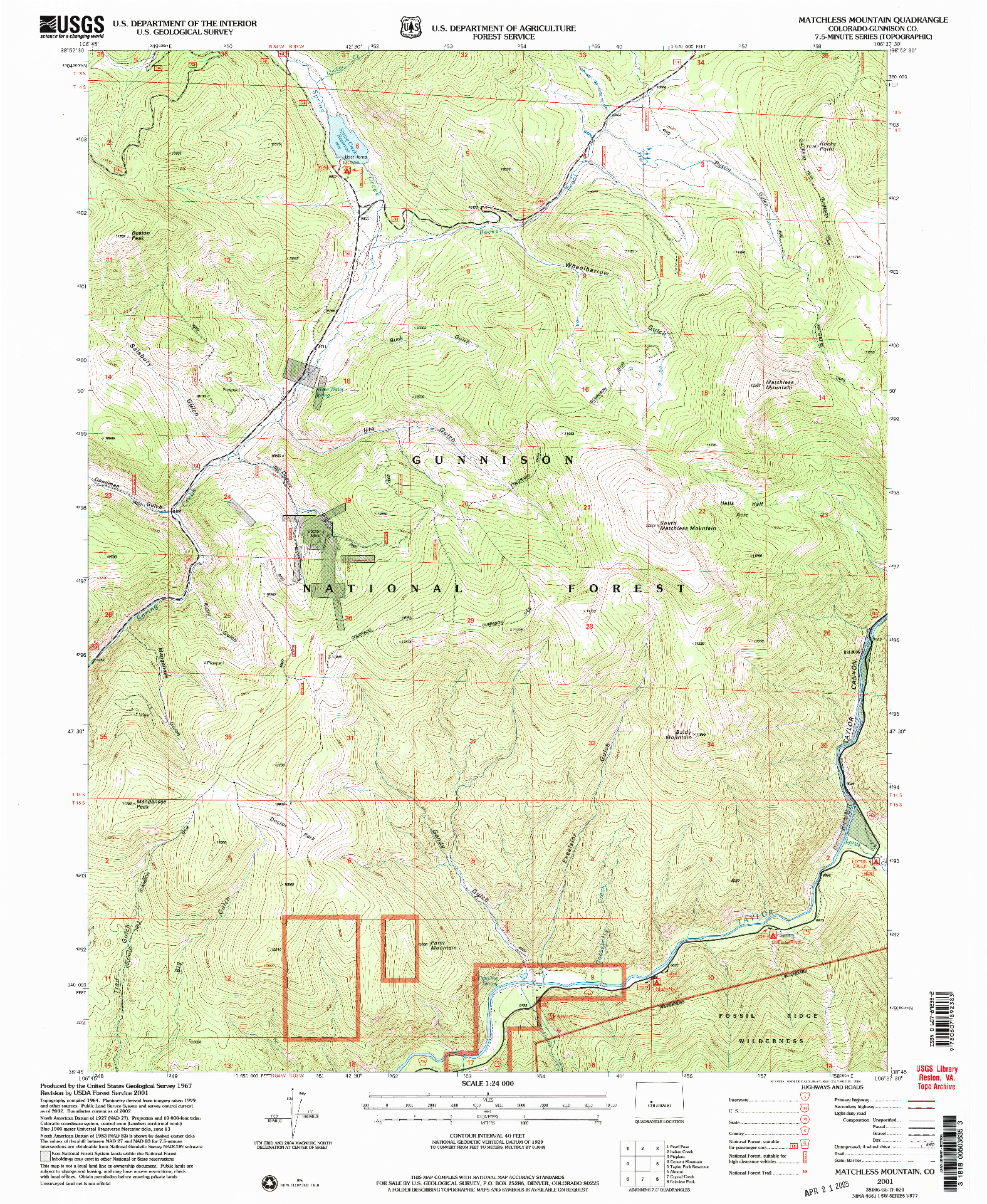 USGS 1:24000-SCALE QUADRANGLE FOR MATCHLESS MOUNTAIN, CO 2001