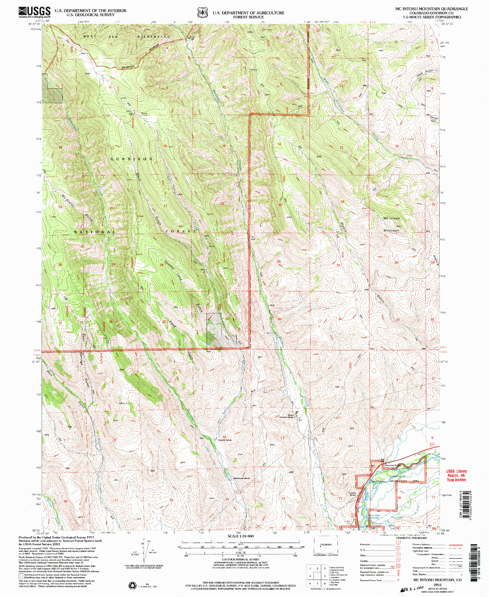 USGS 1:24000-SCALE QUADRANGLE FOR MC INTOSH MOUNTAIN, CO 2001