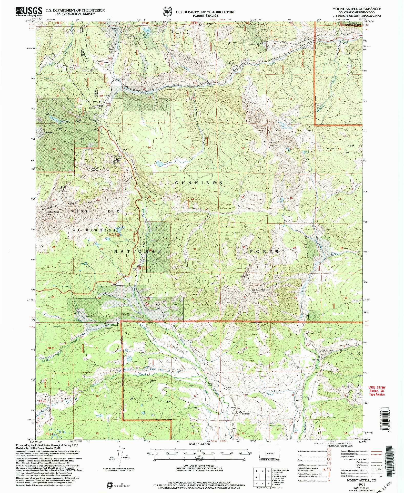 USGS 1:24000-SCALE QUADRANGLE FOR MOUNT AXTELL, CO 2001