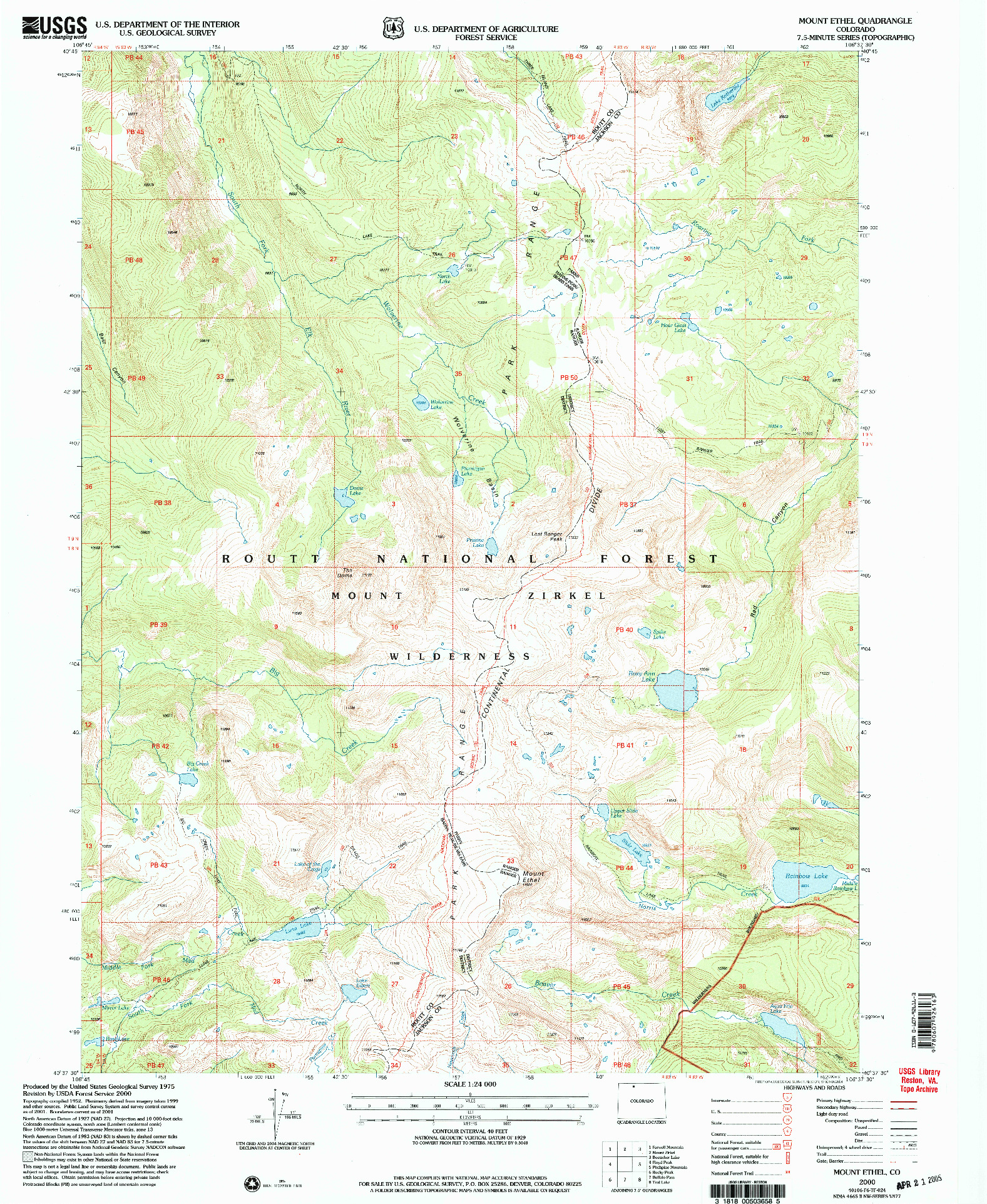 USGS 1:24000-SCALE QUADRANGLE FOR MOUNT ETHEL, CO 2000