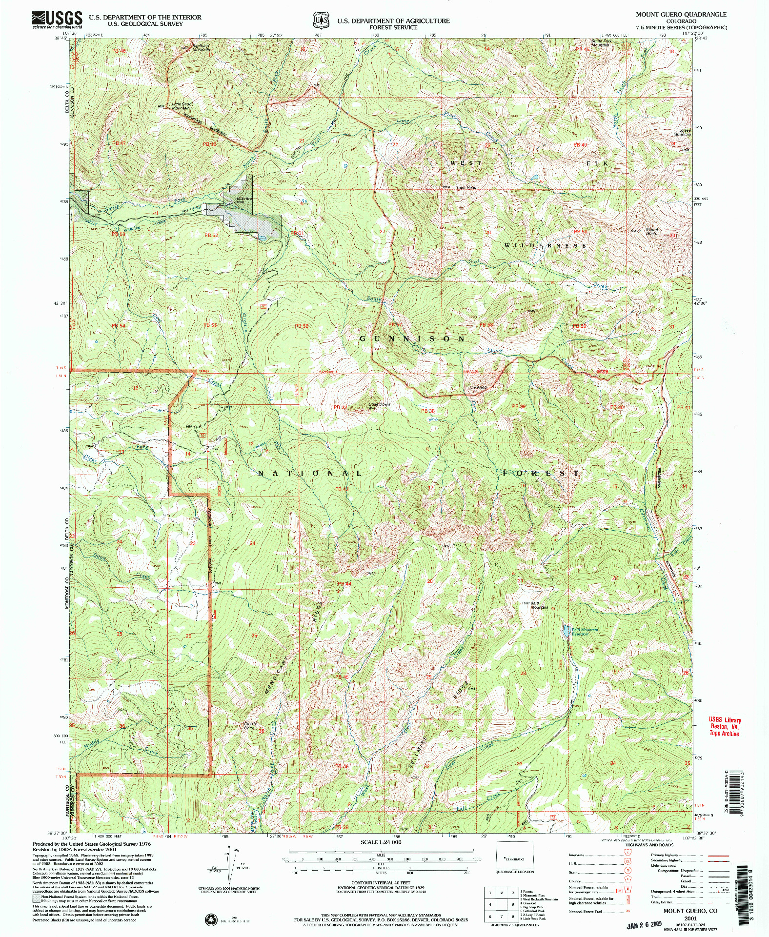 USGS 1:24000-SCALE QUADRANGLE FOR MOUNT GUERO, CO 2001