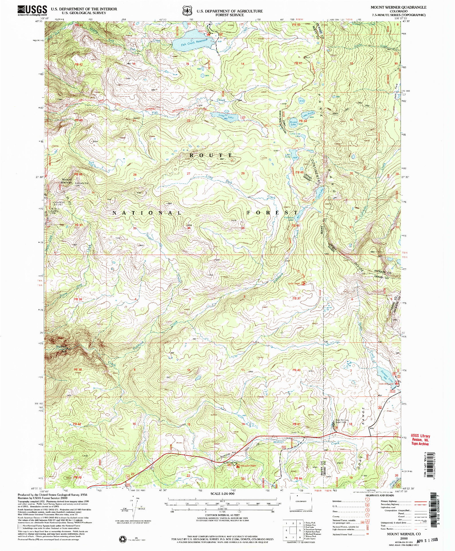 USGS 1:24000-SCALE QUADRANGLE FOR MOUNT WERNER, CO 2000