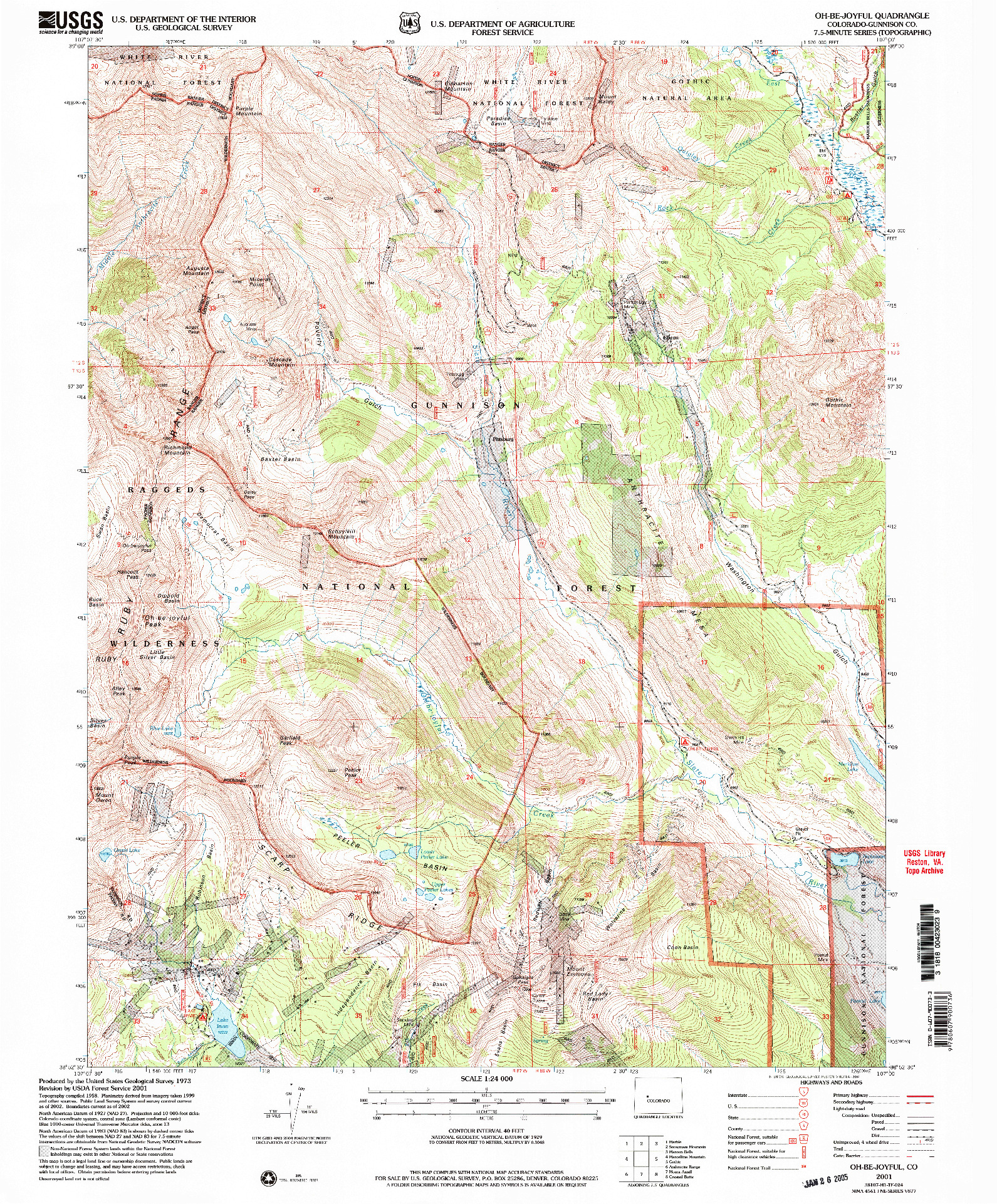 USGS 1:24000-SCALE QUADRANGLE FOR OH-BE-JOYFUL, CO 2001