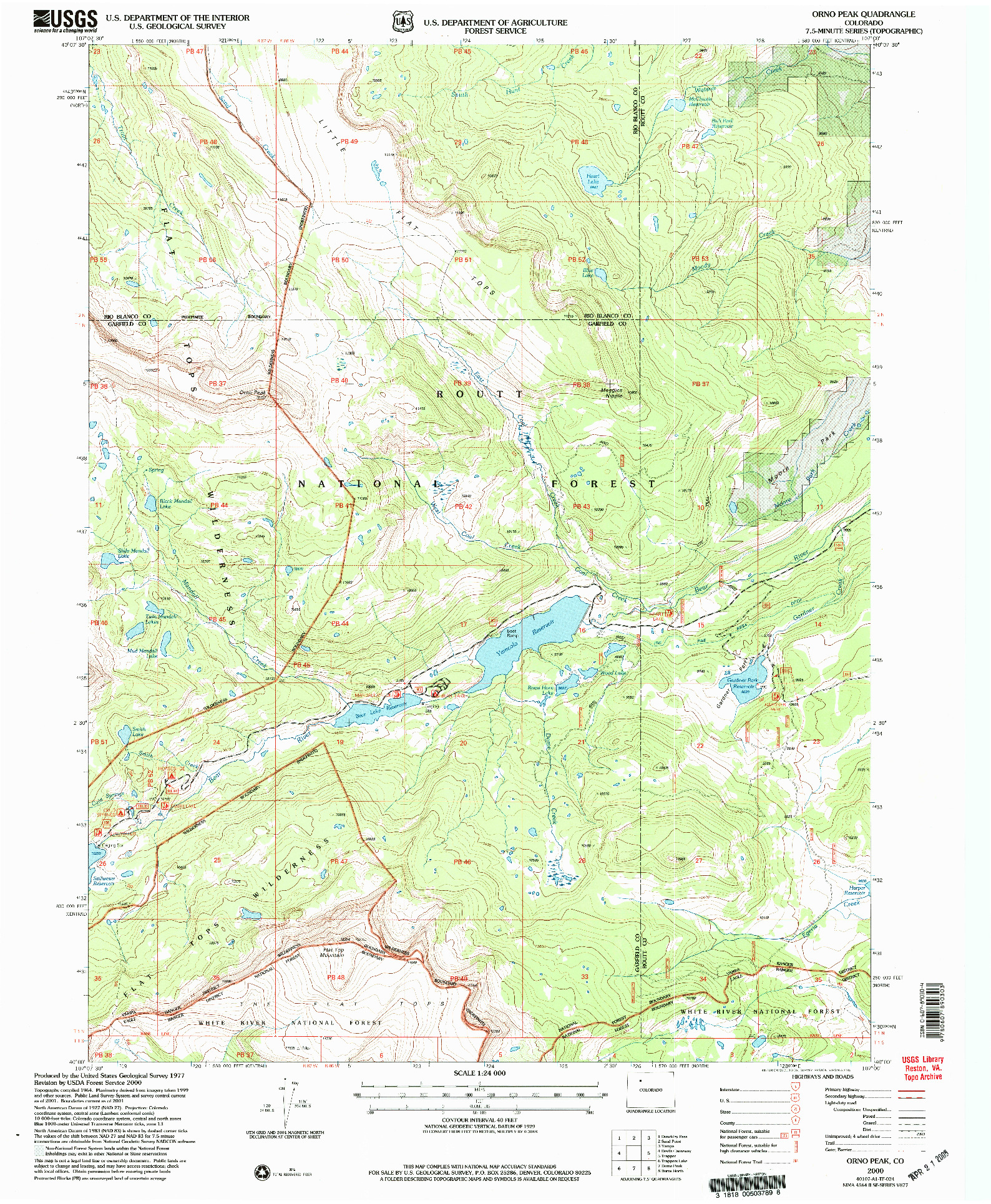 USGS 1:24000-SCALE QUADRANGLE FOR ORNO PEAK, CO 2000