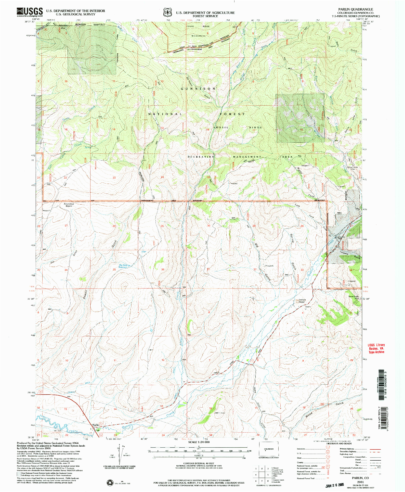 USGS 1:24000-SCALE QUADRANGLE FOR PARLIN, CO 2001