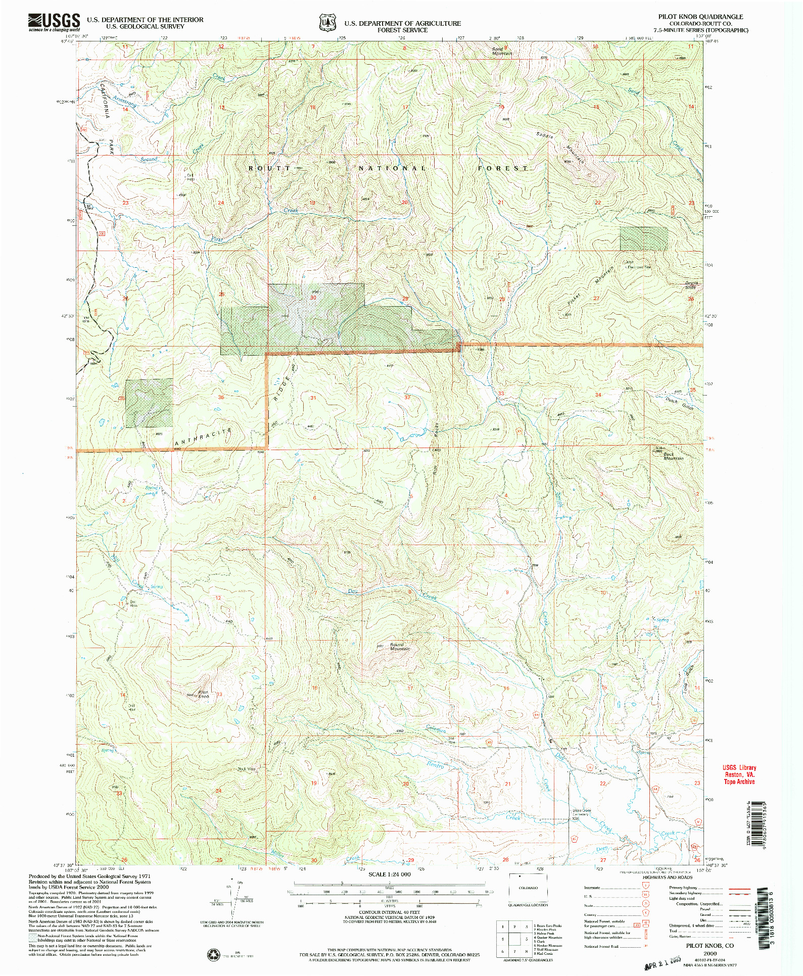 USGS 1:24000-SCALE QUADRANGLE FOR PILOT KNOB, CO 2000