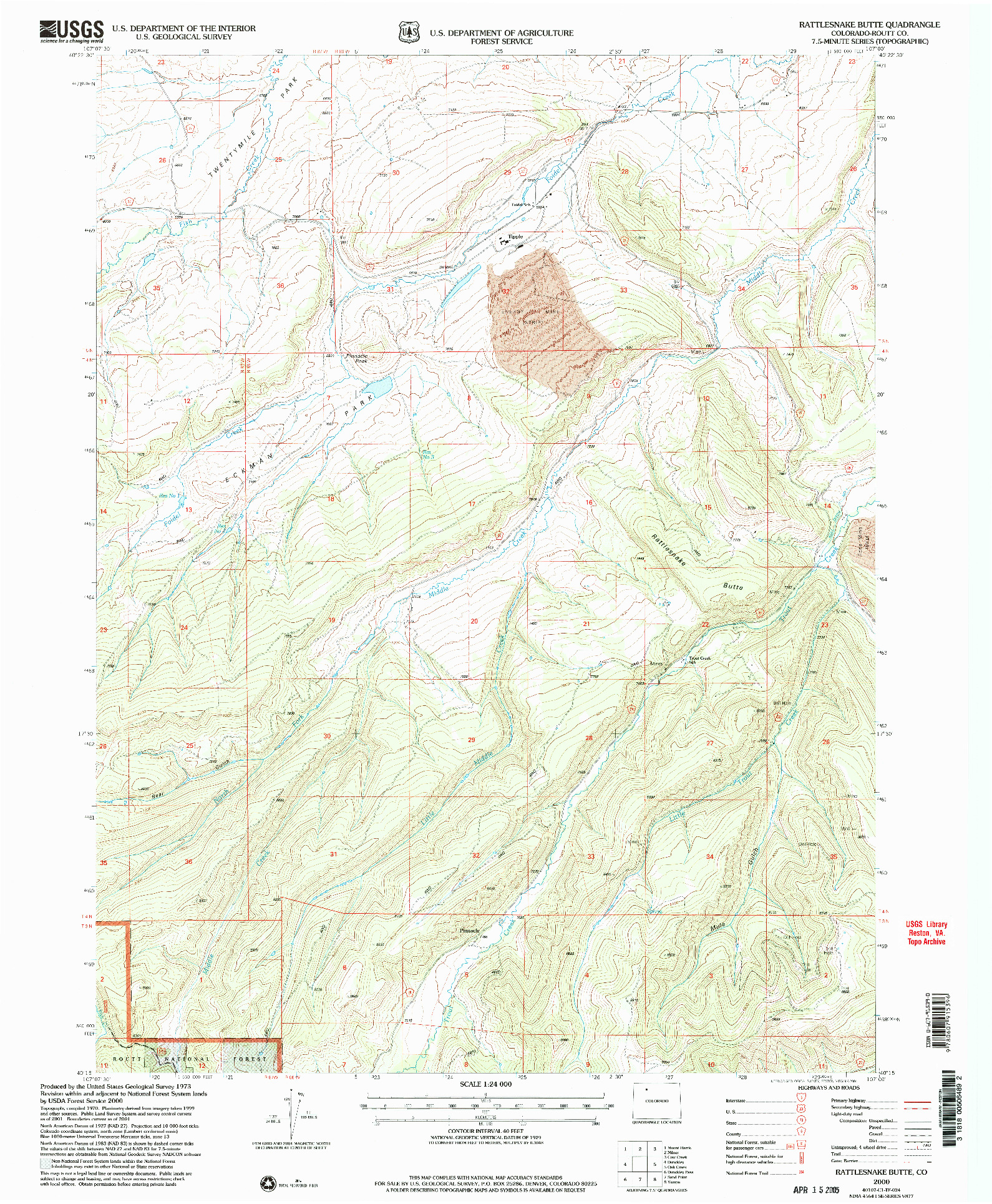 USGS 1:24000-SCALE QUADRANGLE FOR RATTLESNAKE BUTTE, CO 2000