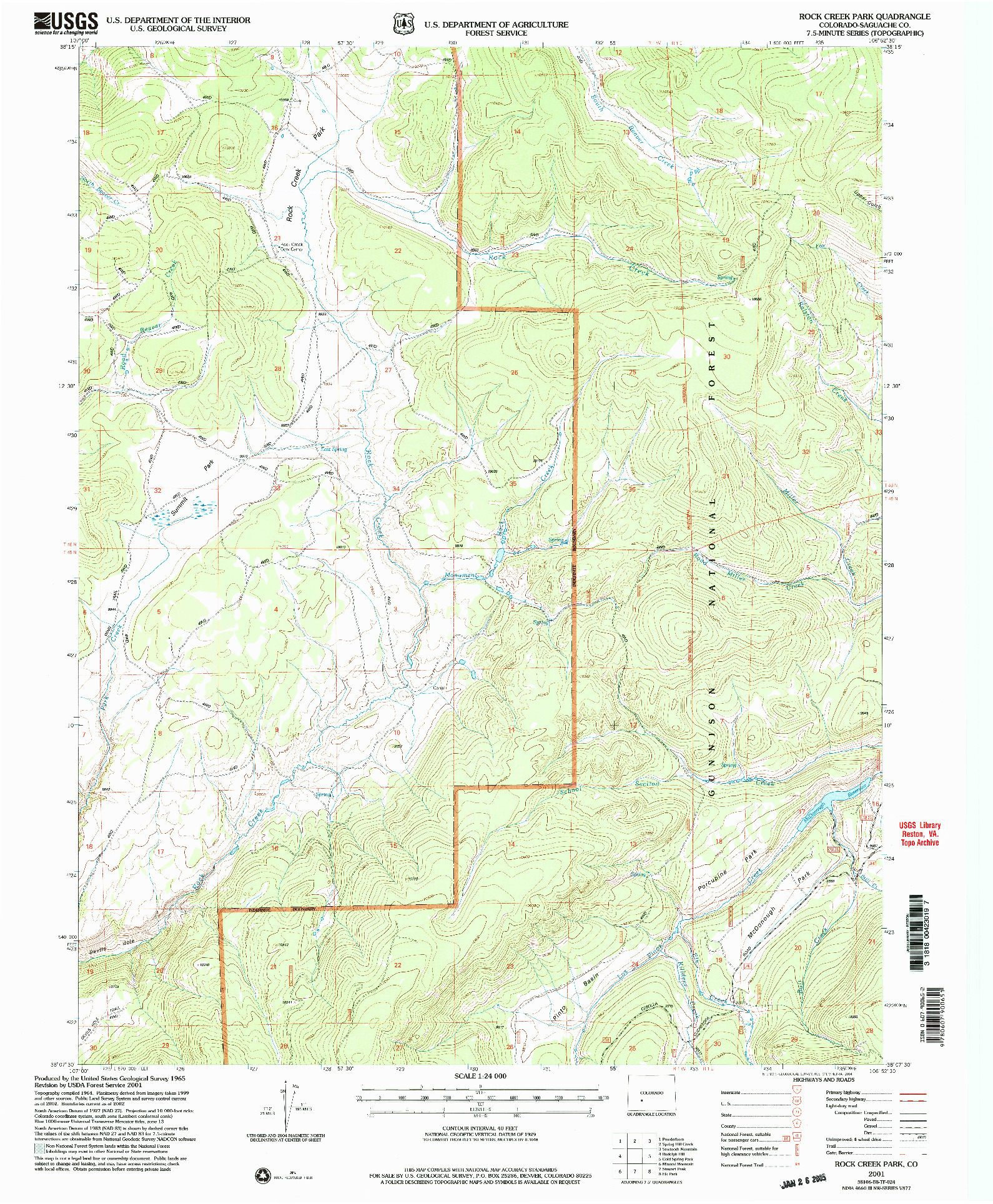 USGS 1:24000-SCALE QUADRANGLE FOR ROCK CREEK PARK, CO 2001