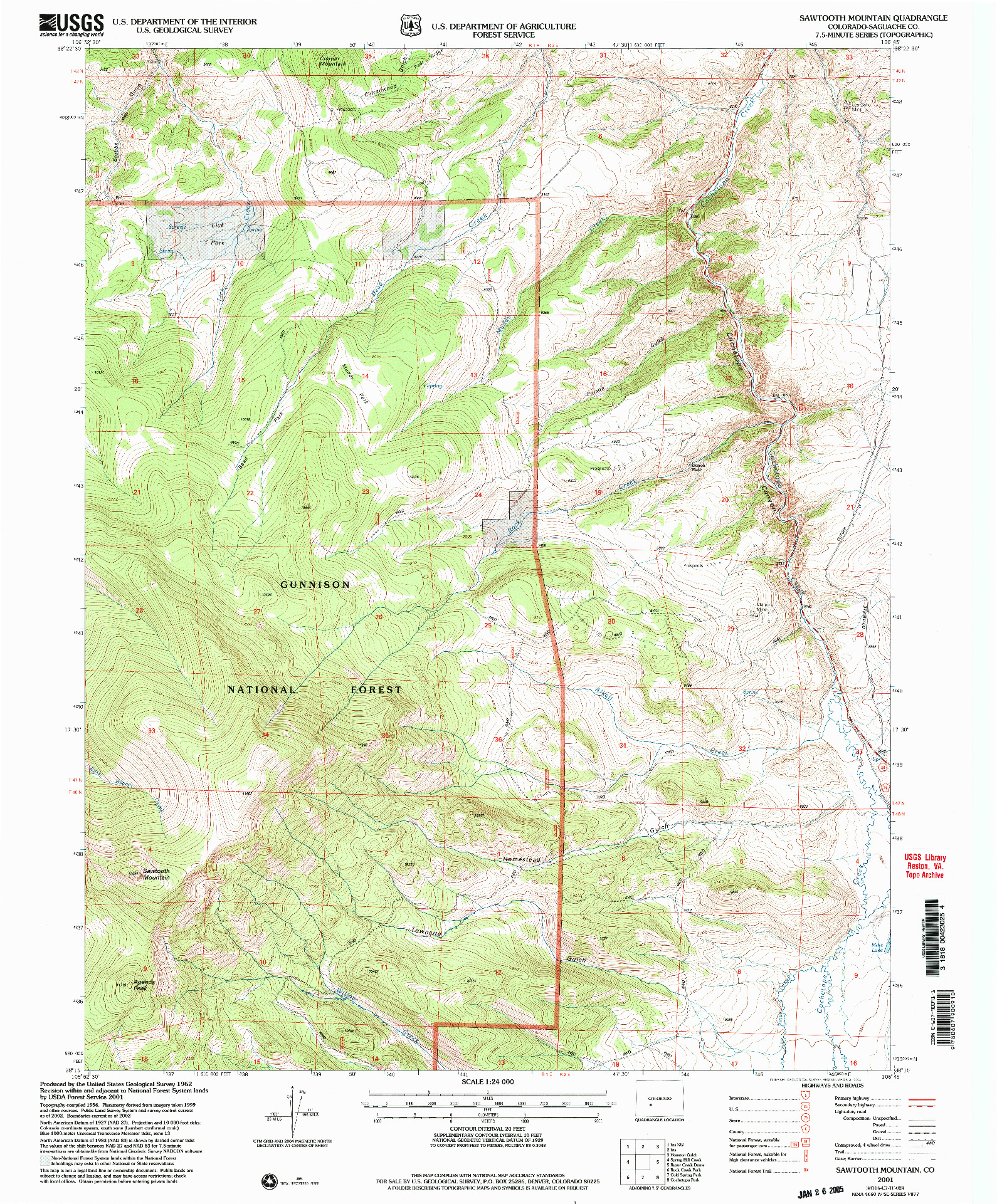 USGS 1:24000-SCALE QUADRANGLE FOR SAWTOOTH MOUNTAIN, CO 2001