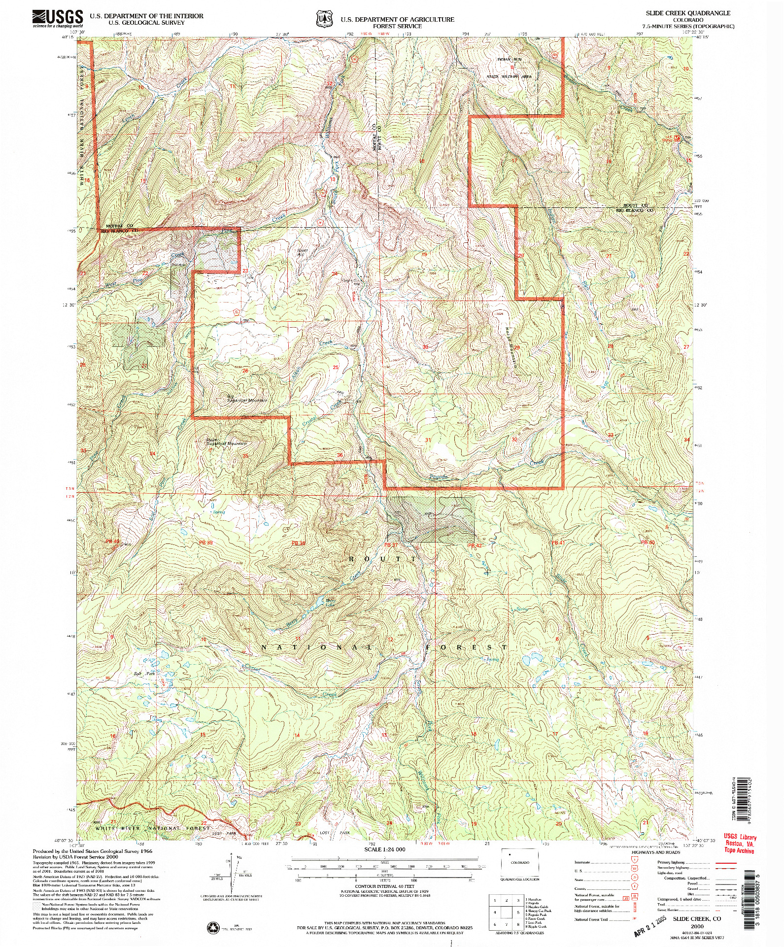 USGS 1:24000-SCALE QUADRANGLE FOR SLIDE CREEK, CO 2000