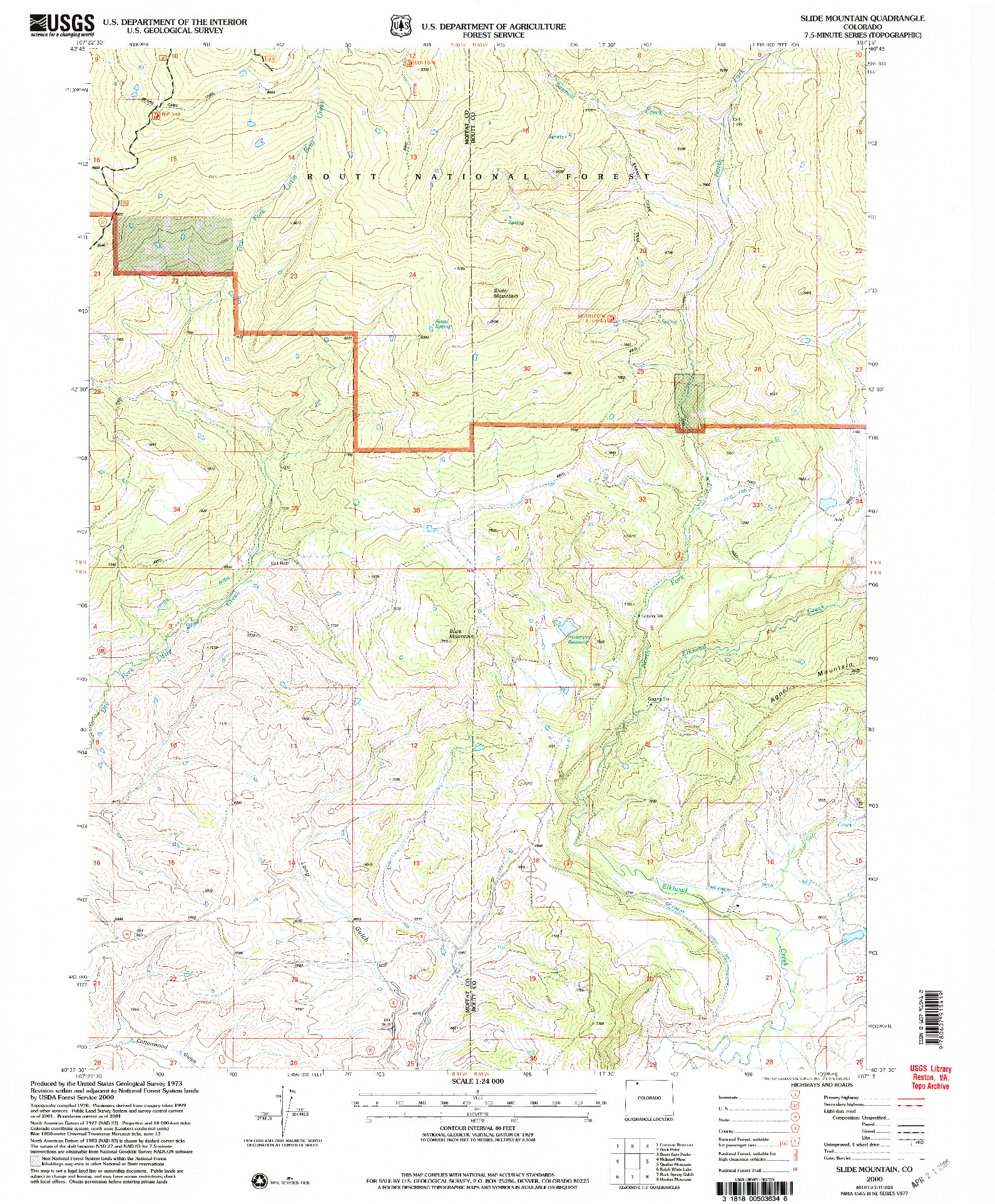 USGS 1:24000-SCALE QUADRANGLE FOR SLIDE MOUNTAIN, CO 2000