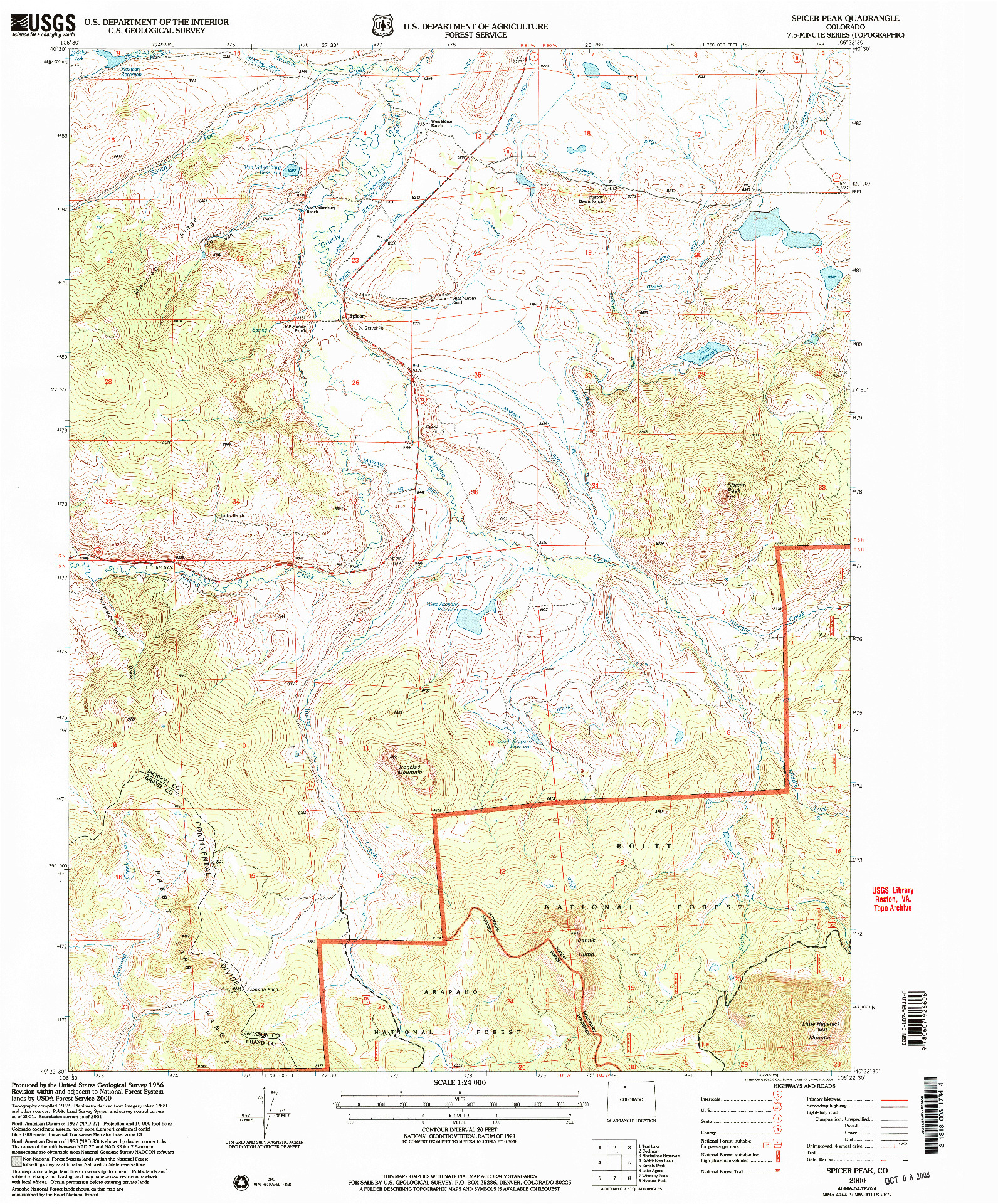 USGS 1:24000-SCALE QUADRANGLE FOR SPICER PEAK, CO 2000