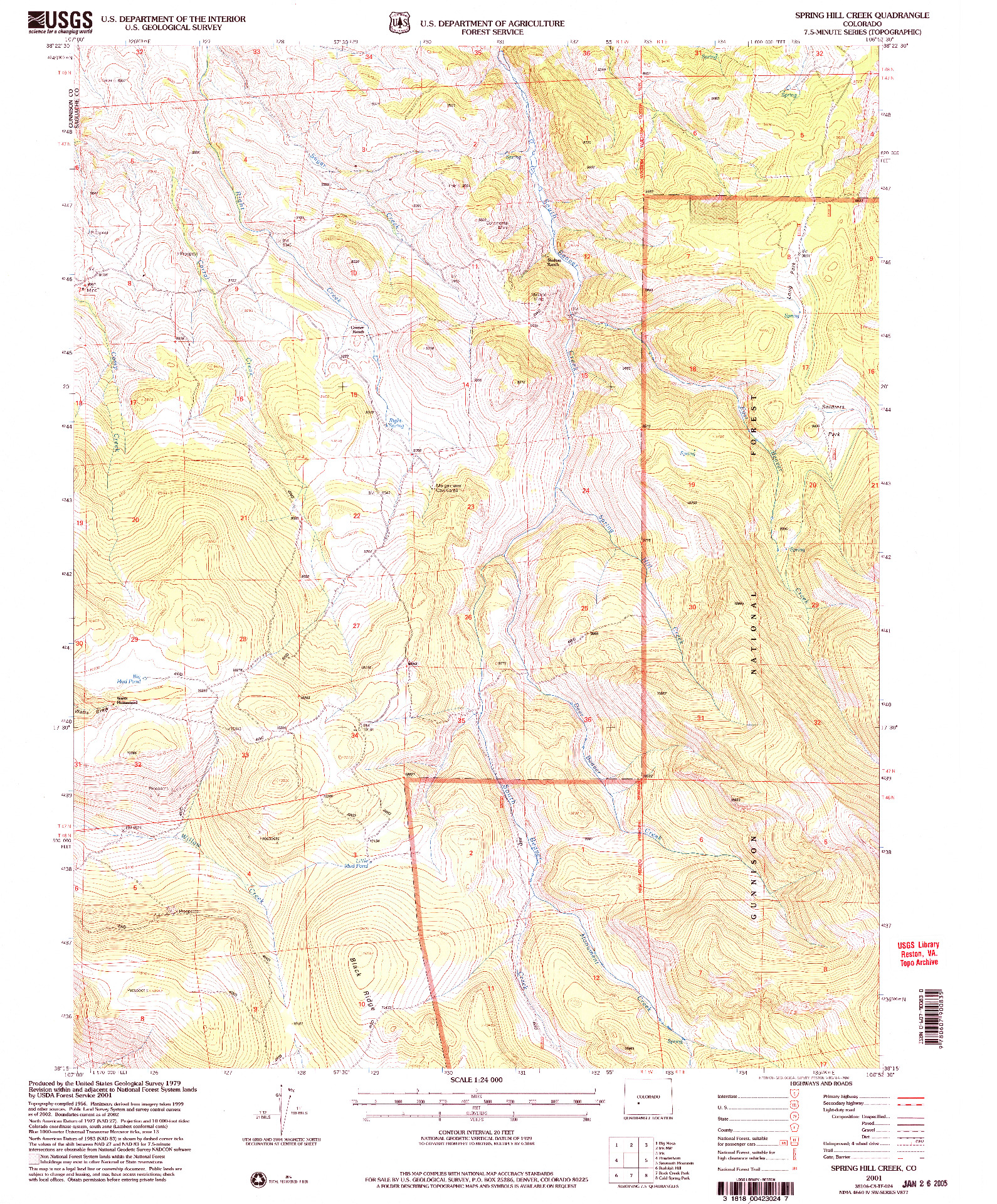 USGS 1:24000-SCALE QUADRANGLE FOR SPRING HILL CREEK, CO 2001