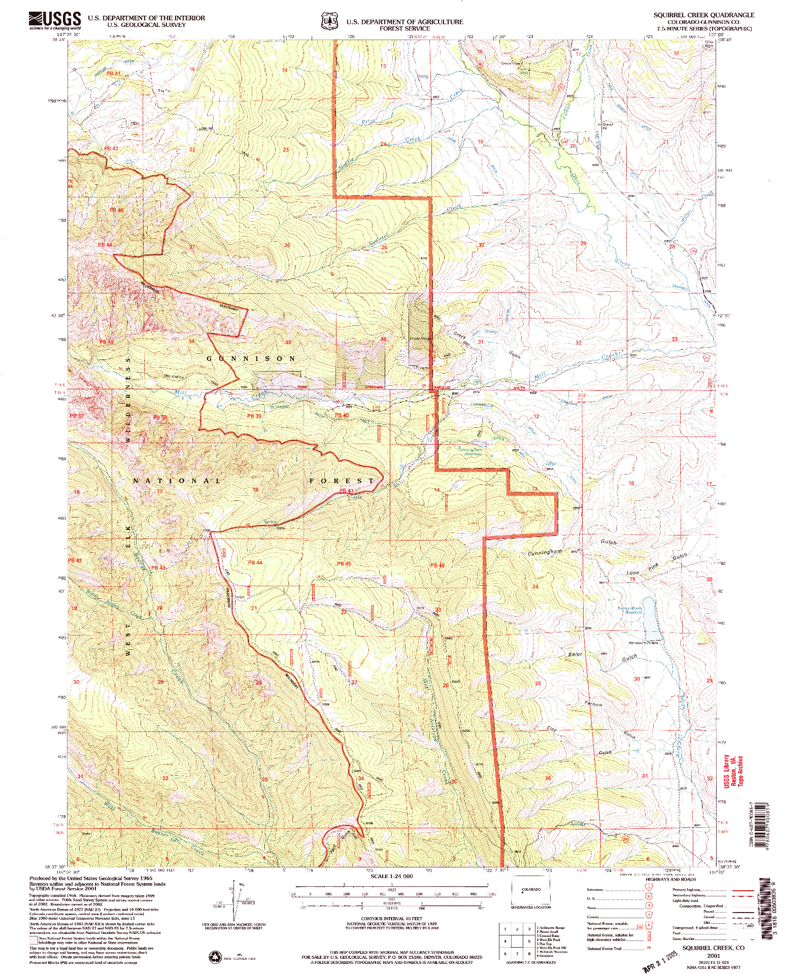 USGS 1:24000-SCALE QUADRANGLE FOR SQUIRREL CREEK, CO 2001