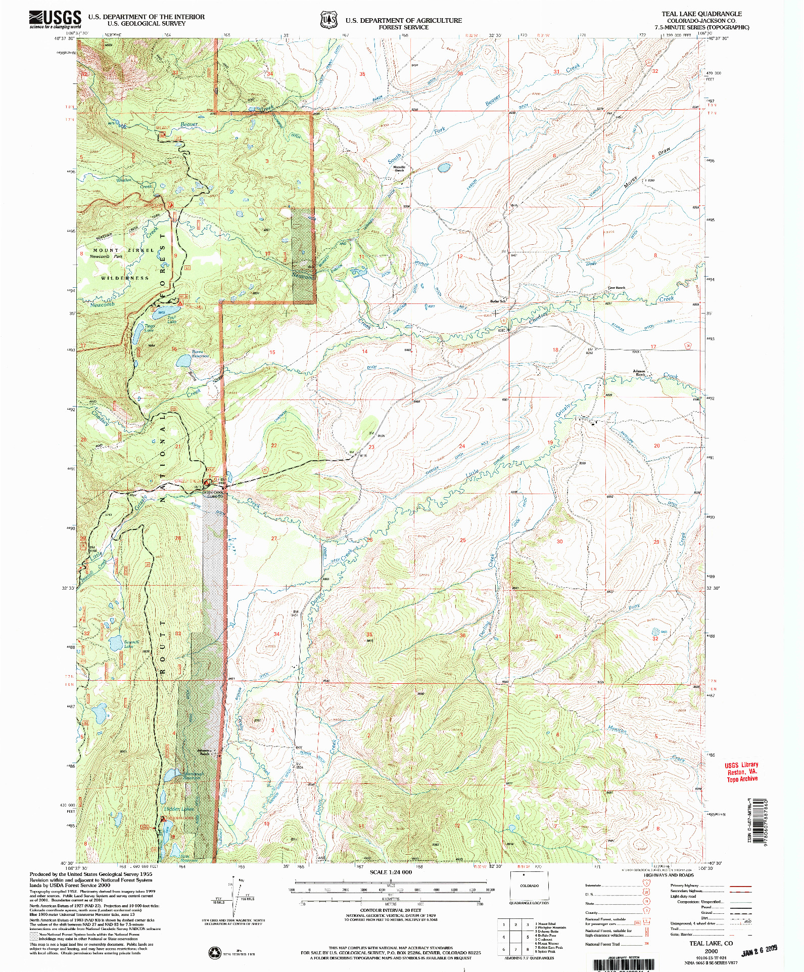 USGS 1:24000-SCALE QUADRANGLE FOR TEAL LAKE, CO 2000