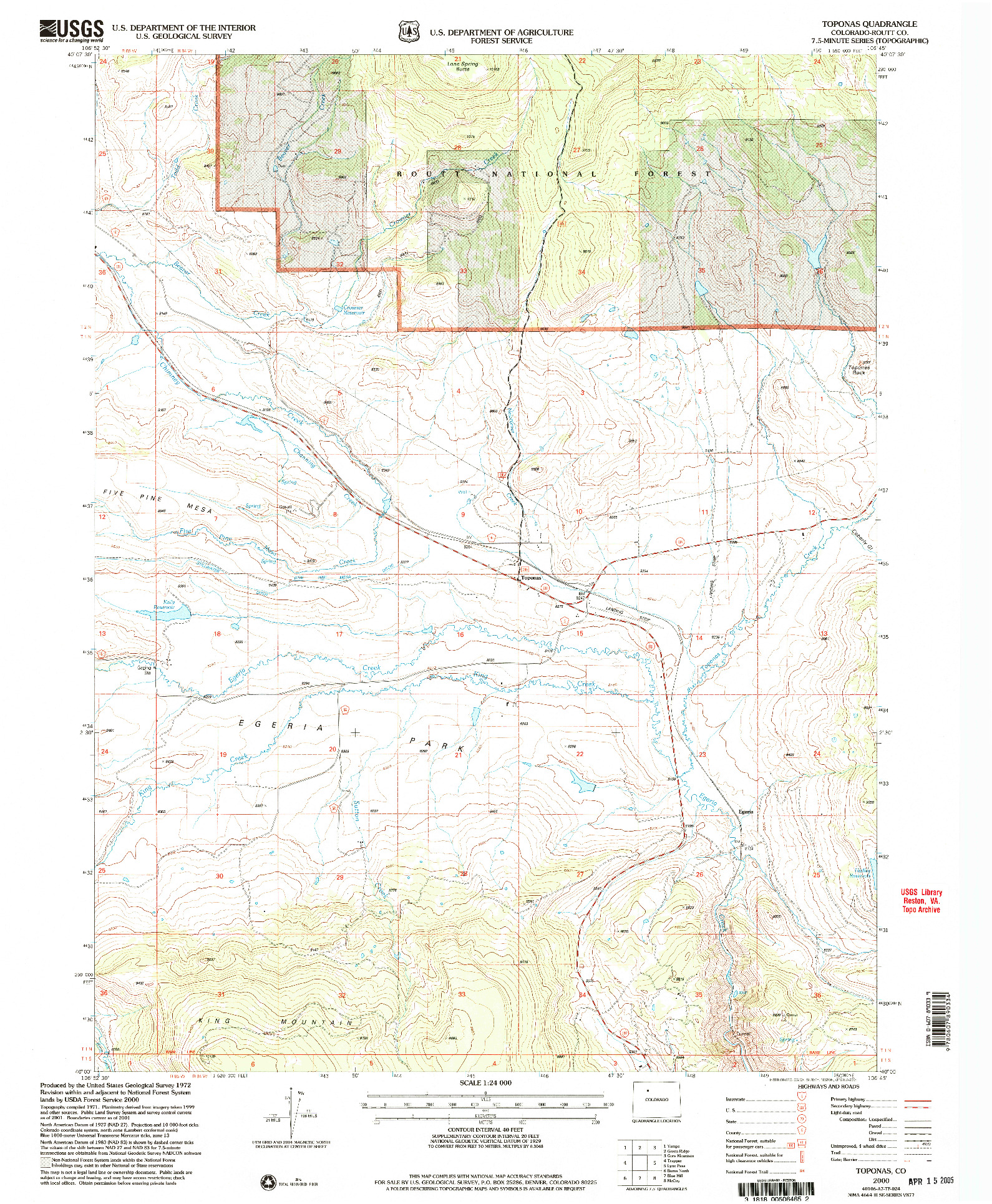 USGS 1:24000-SCALE QUADRANGLE FOR TOPONAS, CO 2000