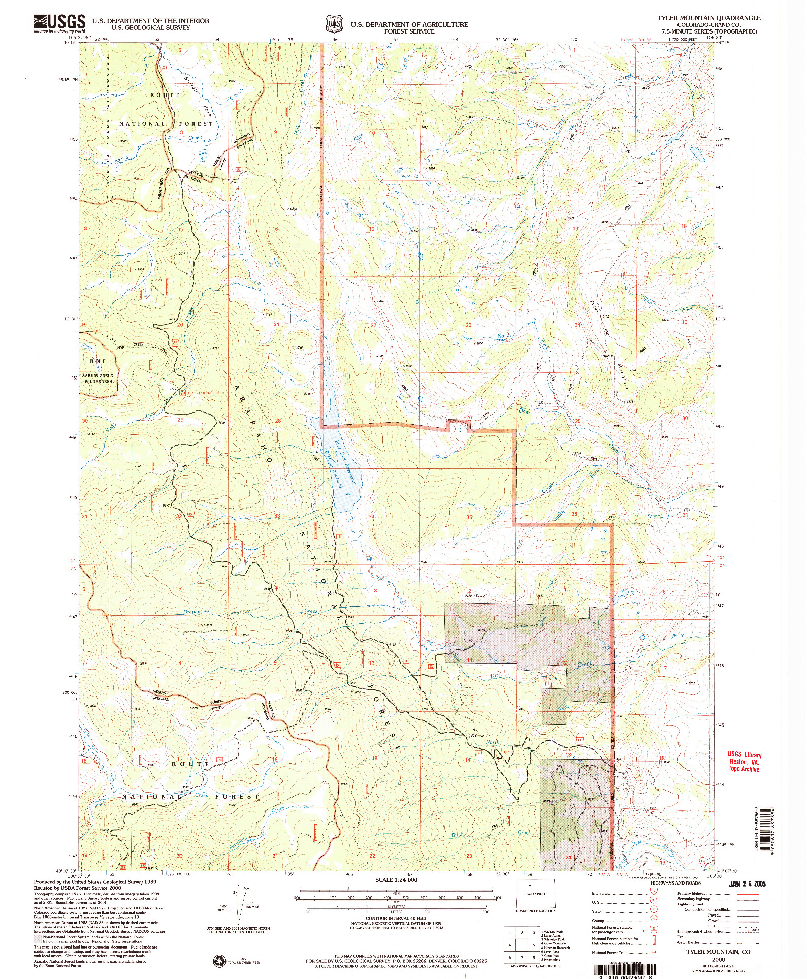 USGS 1:24000-SCALE QUADRANGLE FOR TYLER MOUNTAIN, CO 2000
