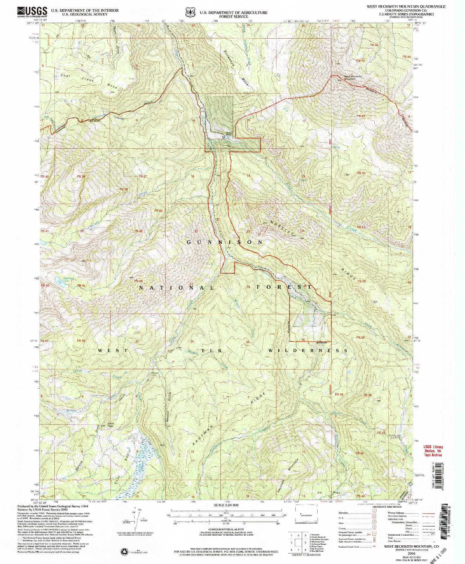 USGS 1:24000-SCALE QUADRANGLE FOR WEST BECKWITH MOUNTAIN, CO 2001