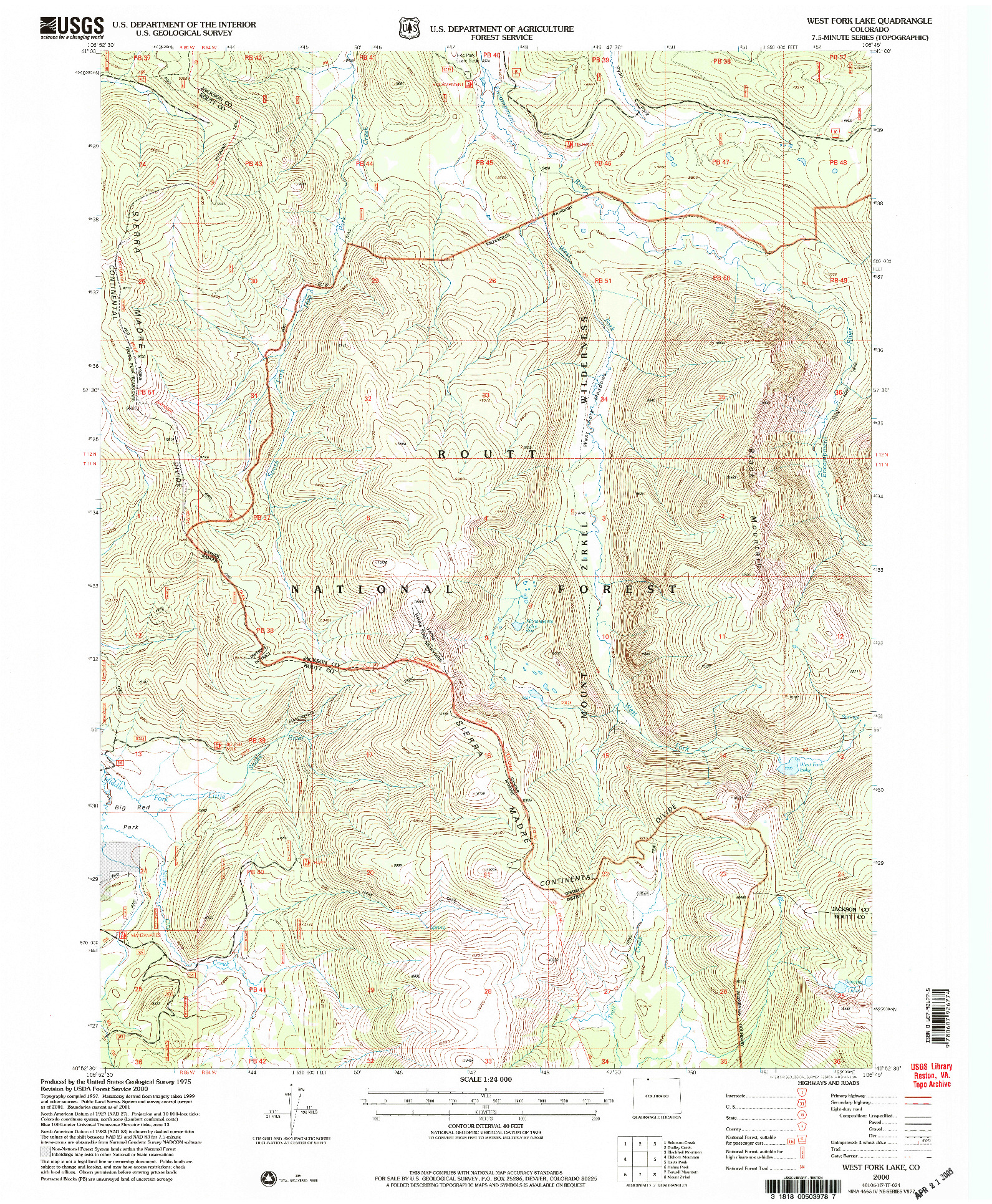 USGS 1:24000-SCALE QUADRANGLE FOR WEST FORK LAKE, CO 2000