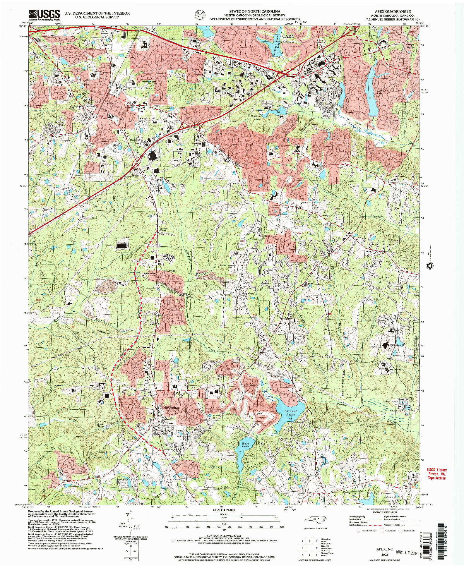 USGS 1:24000-SCALE QUADRANGLE FOR APEX, NC 2002
