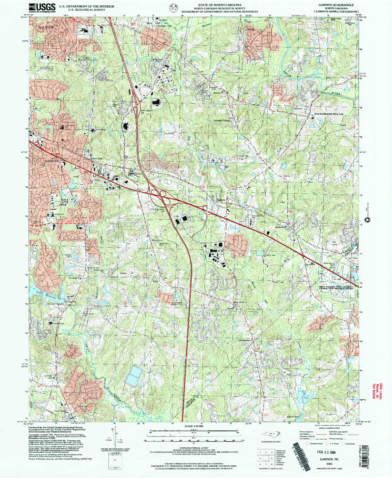 USGS 1:24000-SCALE QUADRANGLE FOR GARNER, NC 2002
