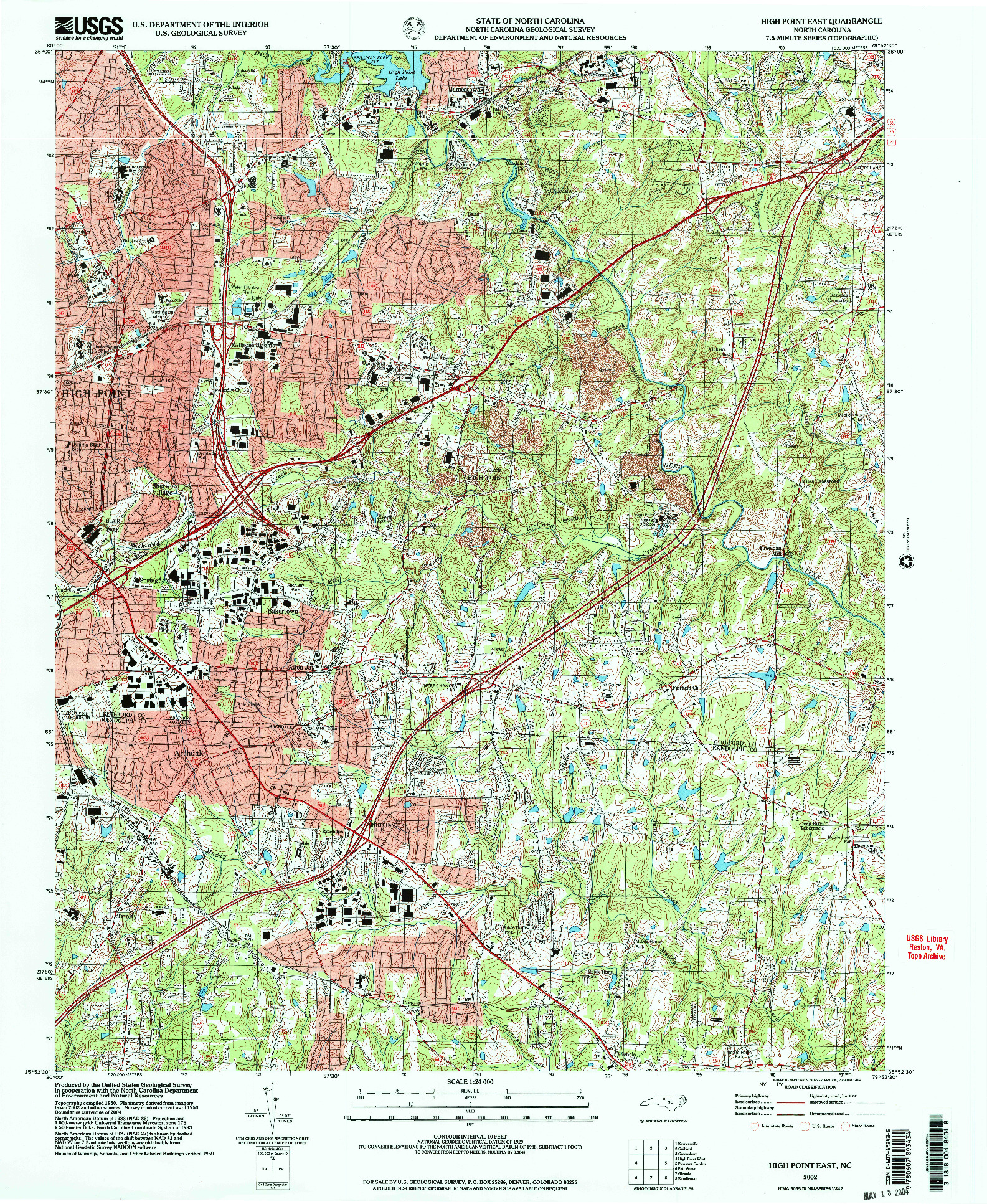USGS 1:24000-SCALE QUADRANGLE FOR HIGH POINT EAST, NC 2002