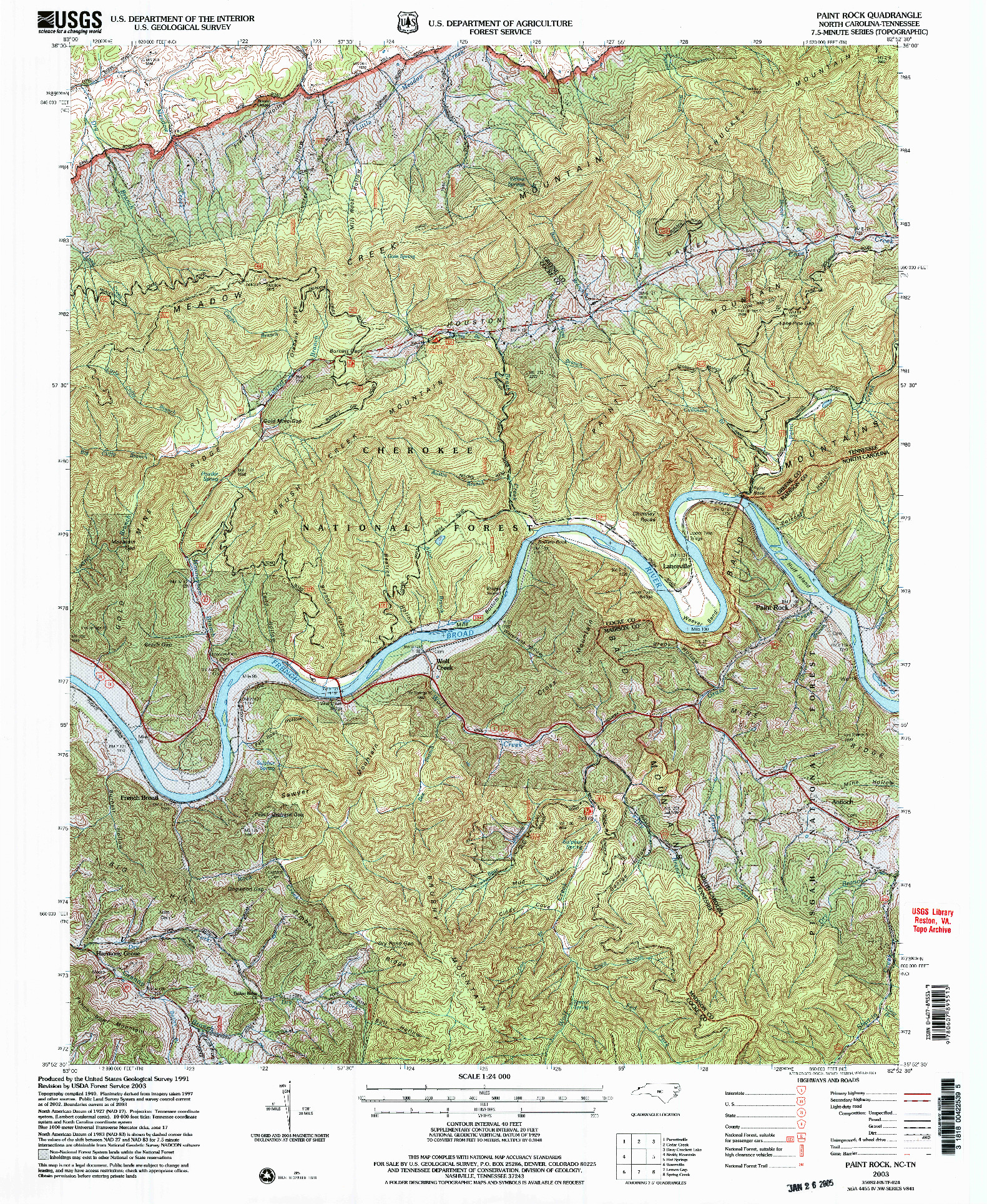 USGS 1:24000-SCALE QUADRANGLE FOR PAINT ROCK, NC 2003