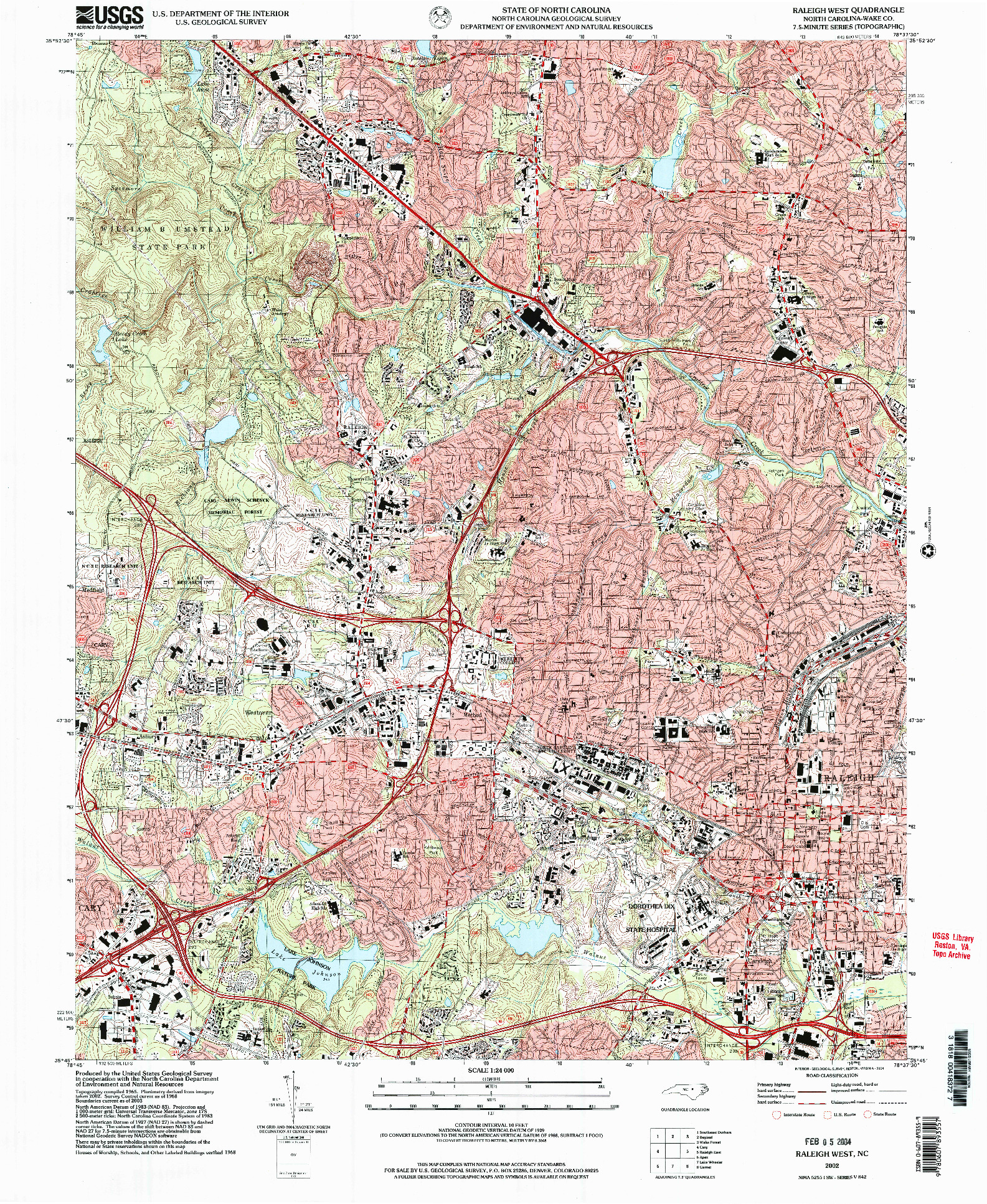 USGS 1:24000-SCALE QUADRANGLE FOR RALEIGH WEST, NC 2002