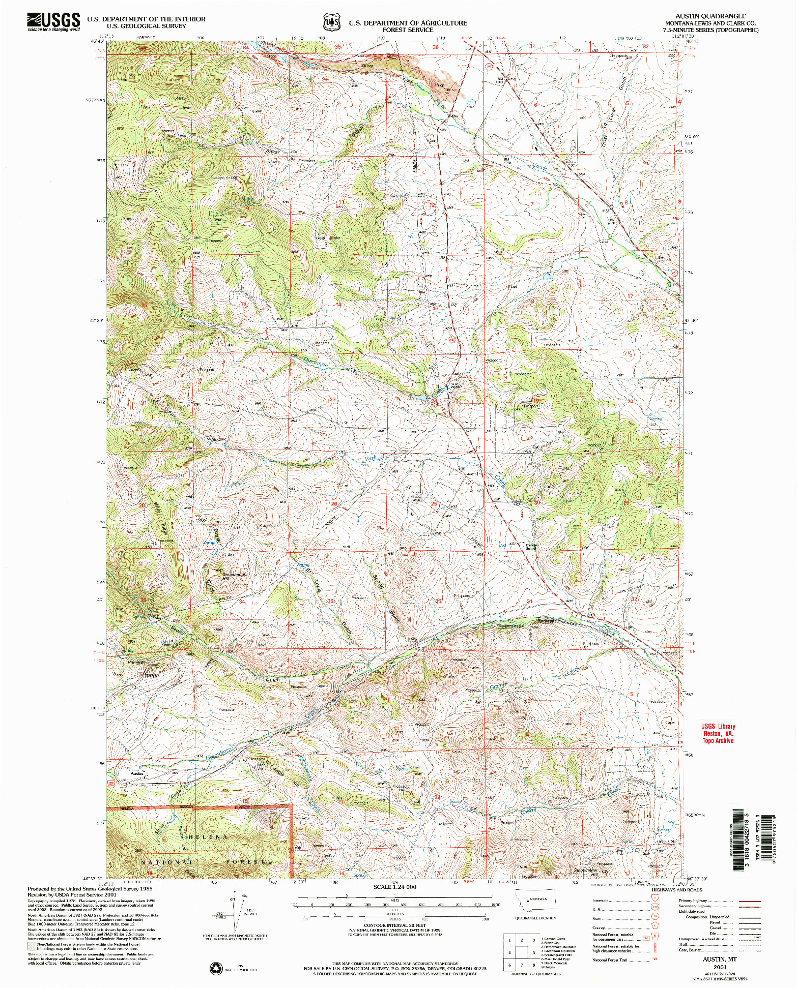 USGS 1:24000-SCALE QUADRANGLE FOR AUSTIN, MT 2001