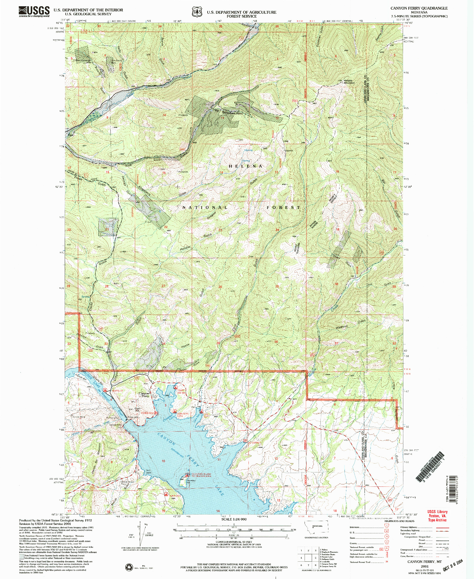 USGS 1:24000-SCALE QUADRANGLE FOR CANYON FERRY, MT 2001