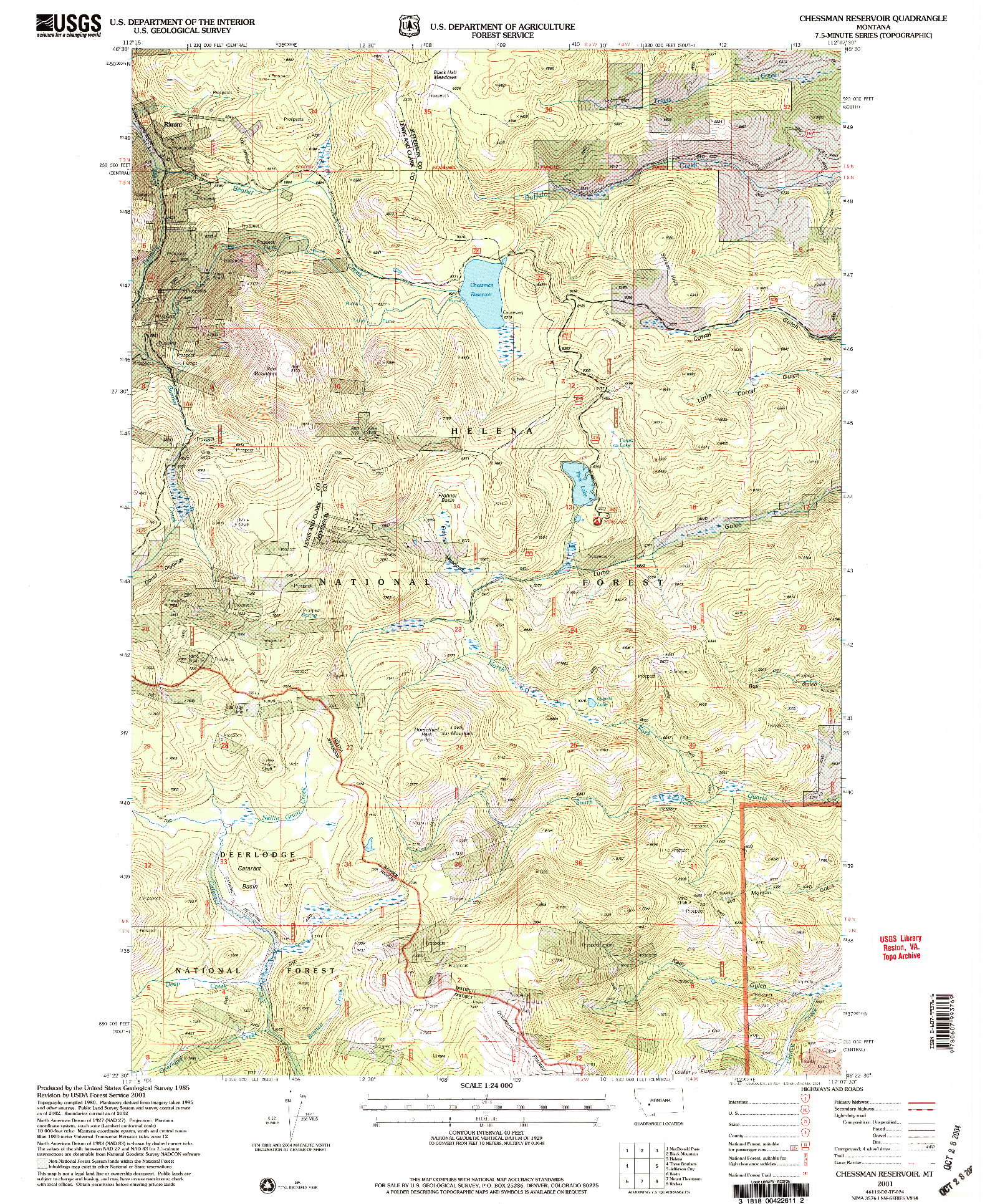 USGS 1:24000-SCALE QUADRANGLE FOR CHESSMAN RESERVOIR, MT 2001