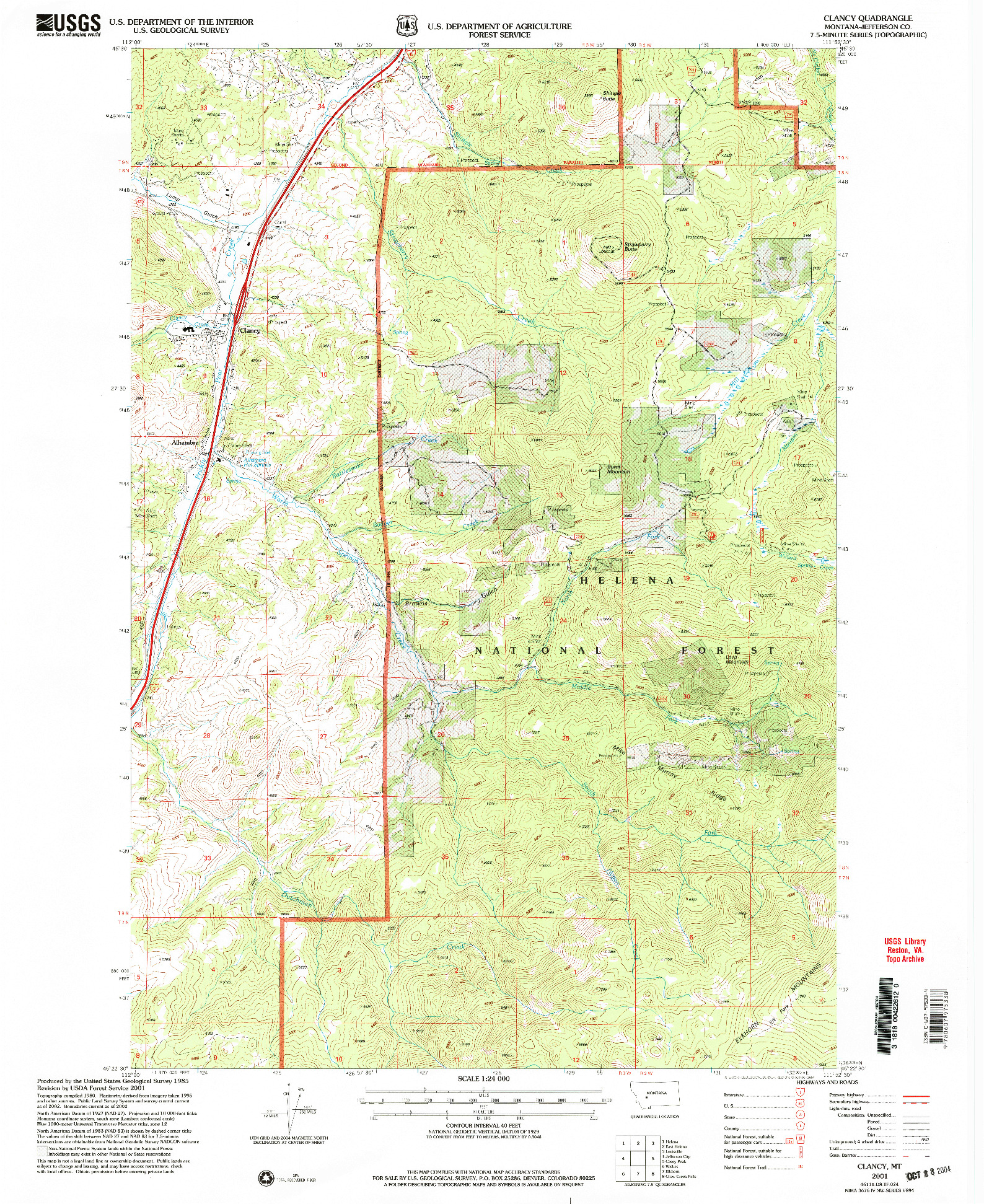 USGS 1:24000-SCALE QUADRANGLE FOR CLANCY, MT 2001