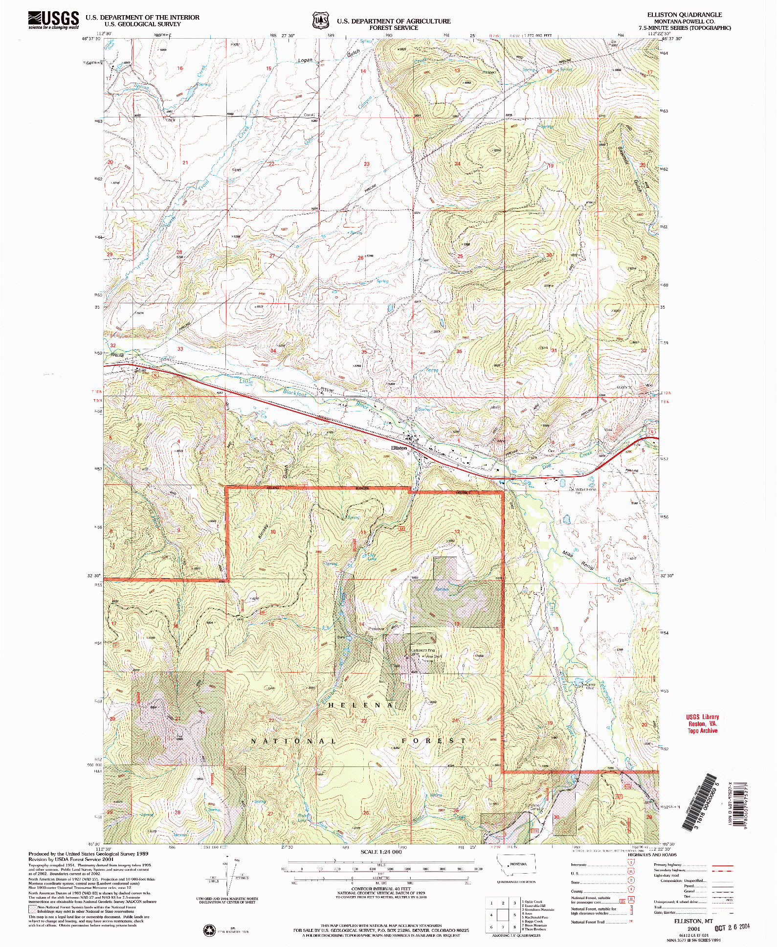 USGS 1:24000-SCALE QUADRANGLE FOR ELLISTON, MT 2001