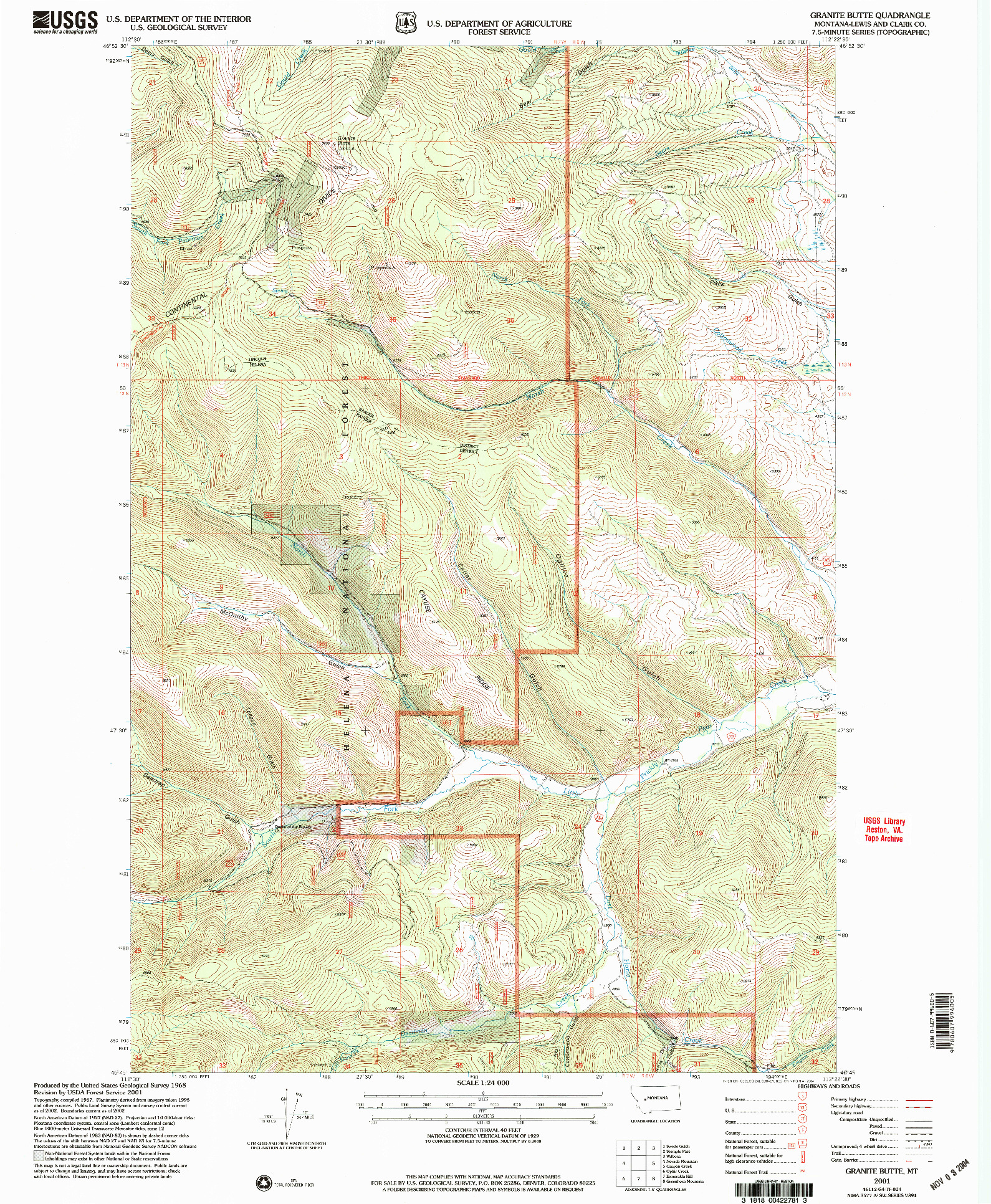 USGS 1:24000-SCALE QUADRANGLE FOR GRANITE BUTTE, MT 2001
