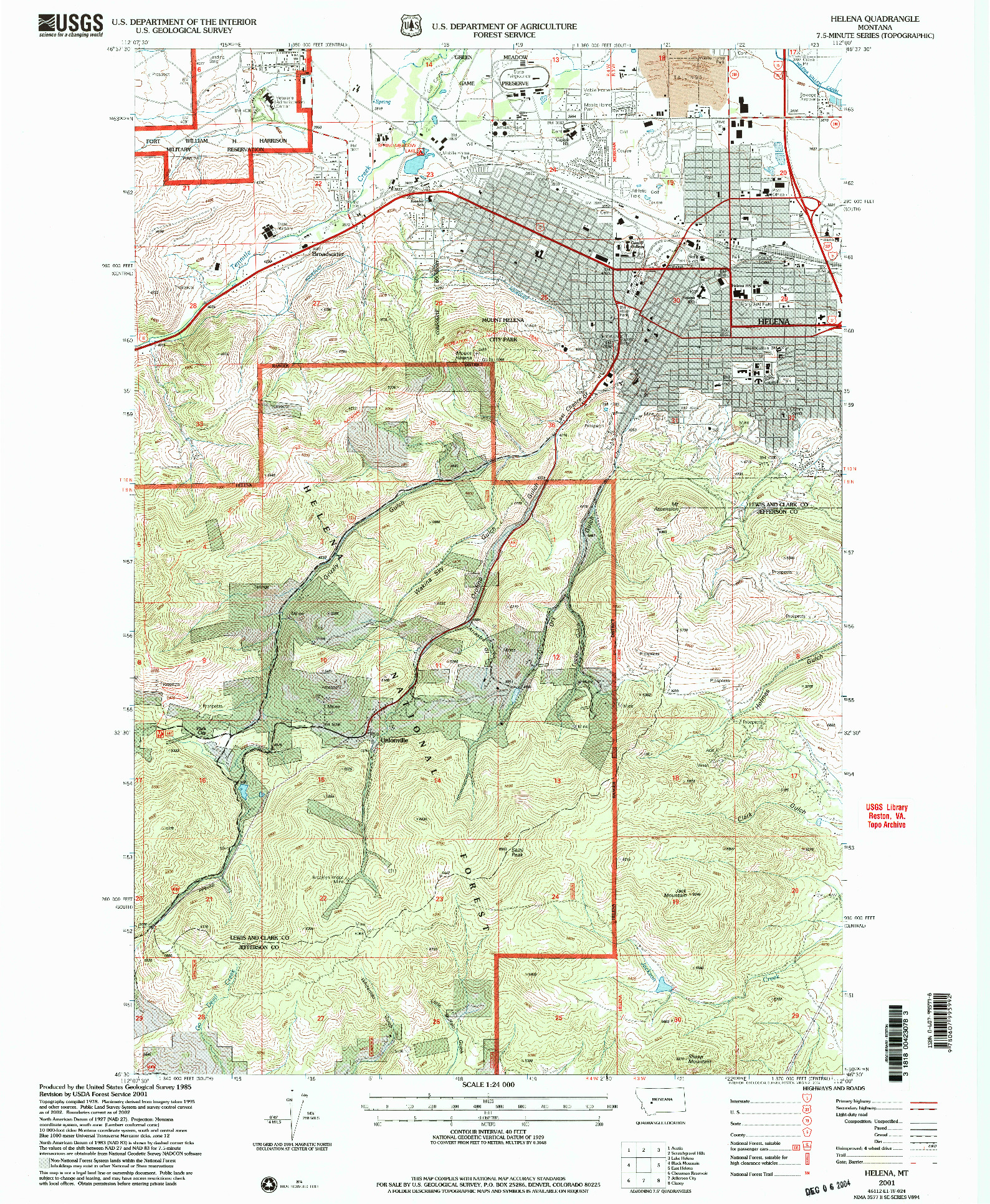 USGS 1:24000-SCALE QUADRANGLE FOR HELENA, MT 2001